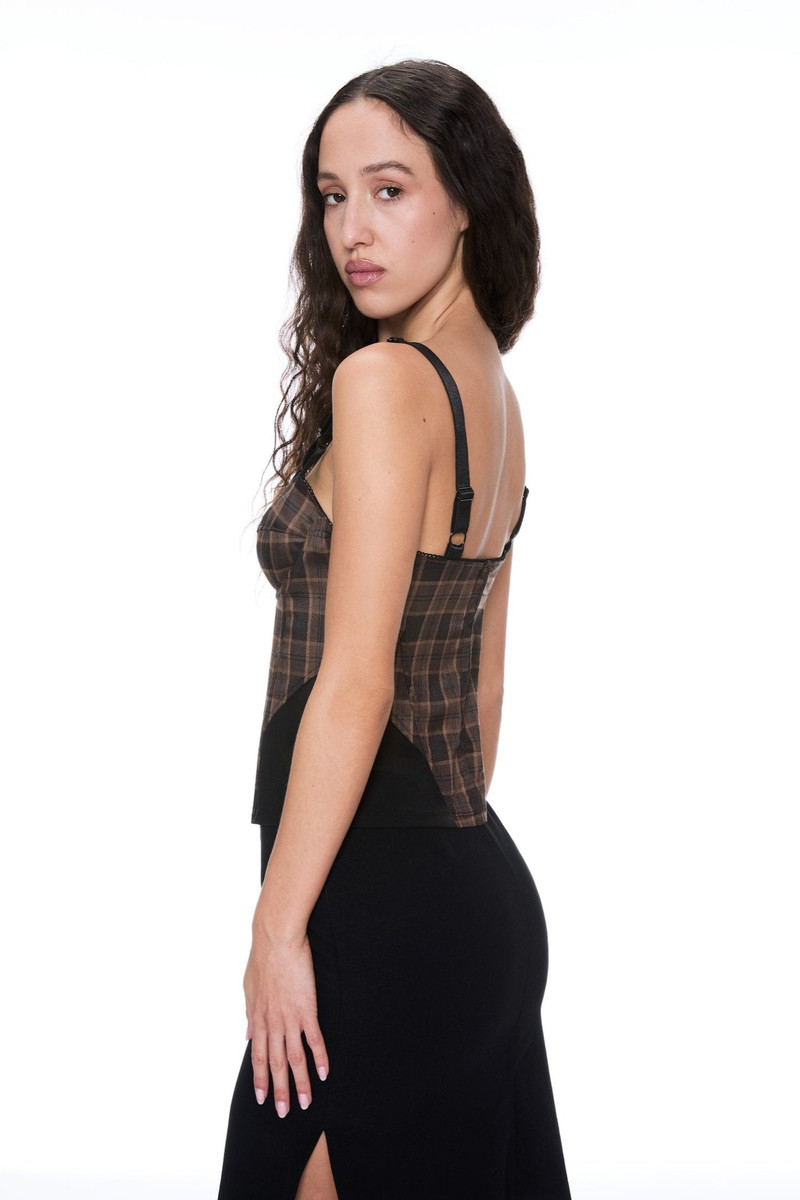 MARGUERITE CORSET - PLAID BROWN 3