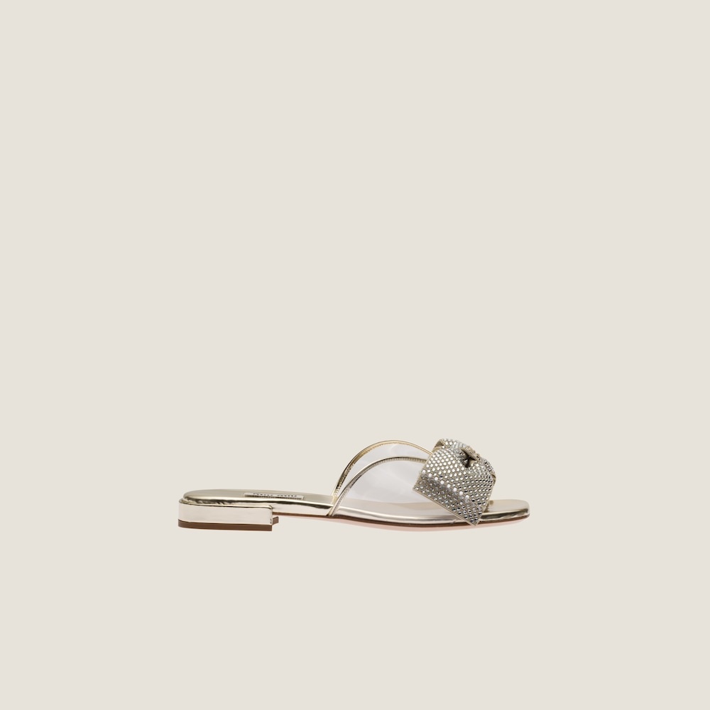 Vinyl and metallic leather sandals with crystals - 2
