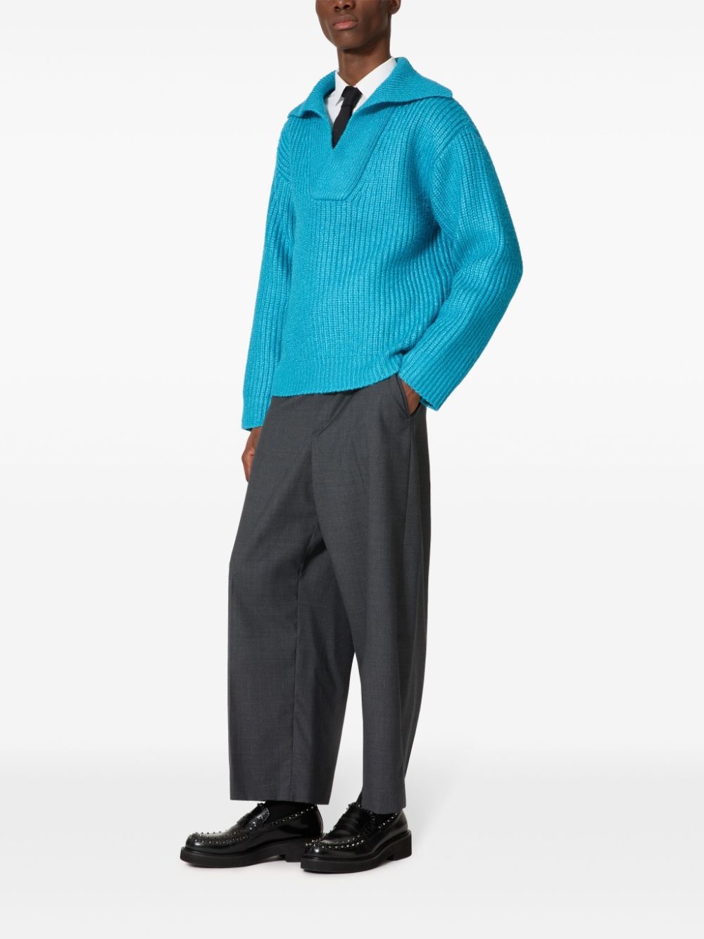v-neck long sleeve jumper - 2