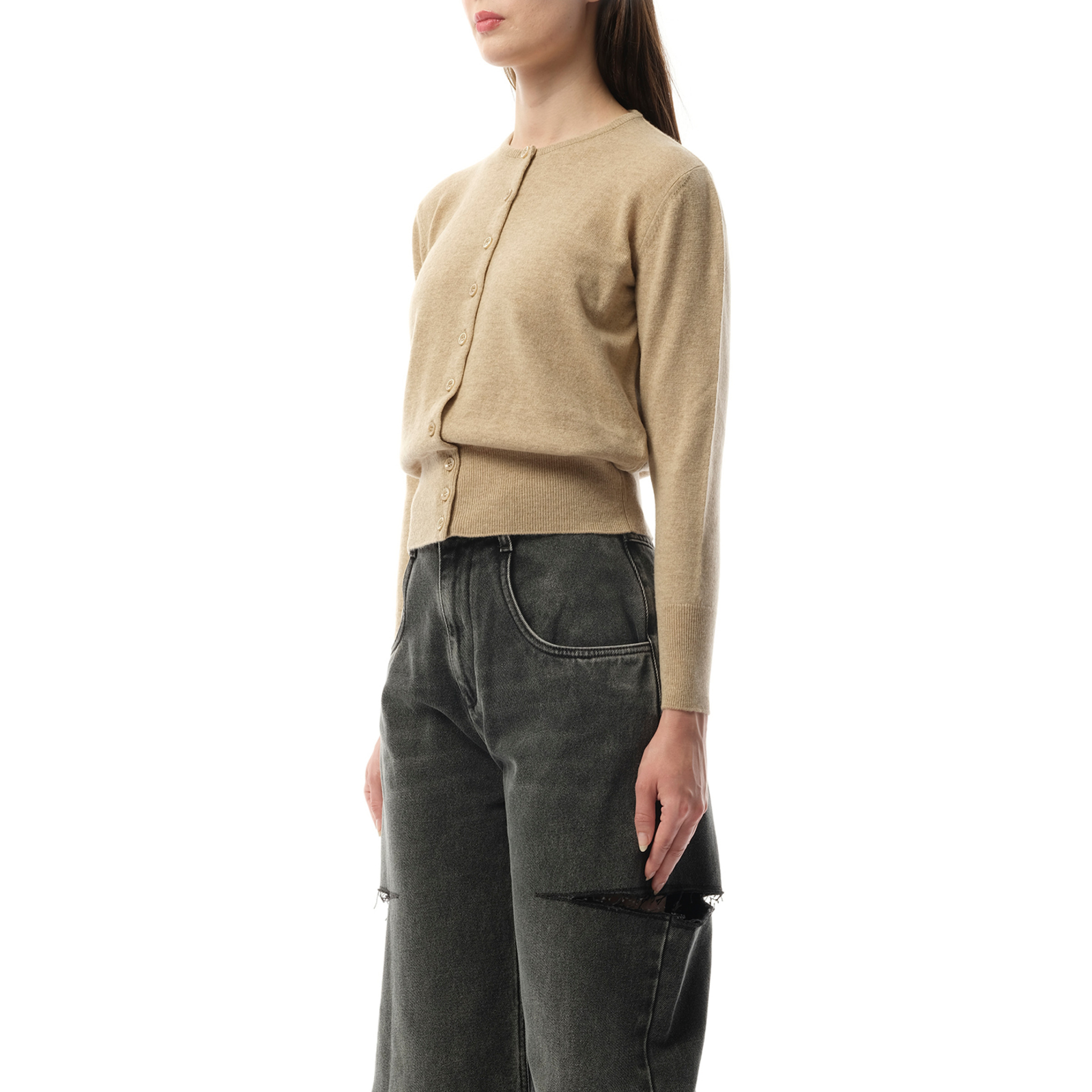 Virgin Wool Cardigan in Walnut - 5