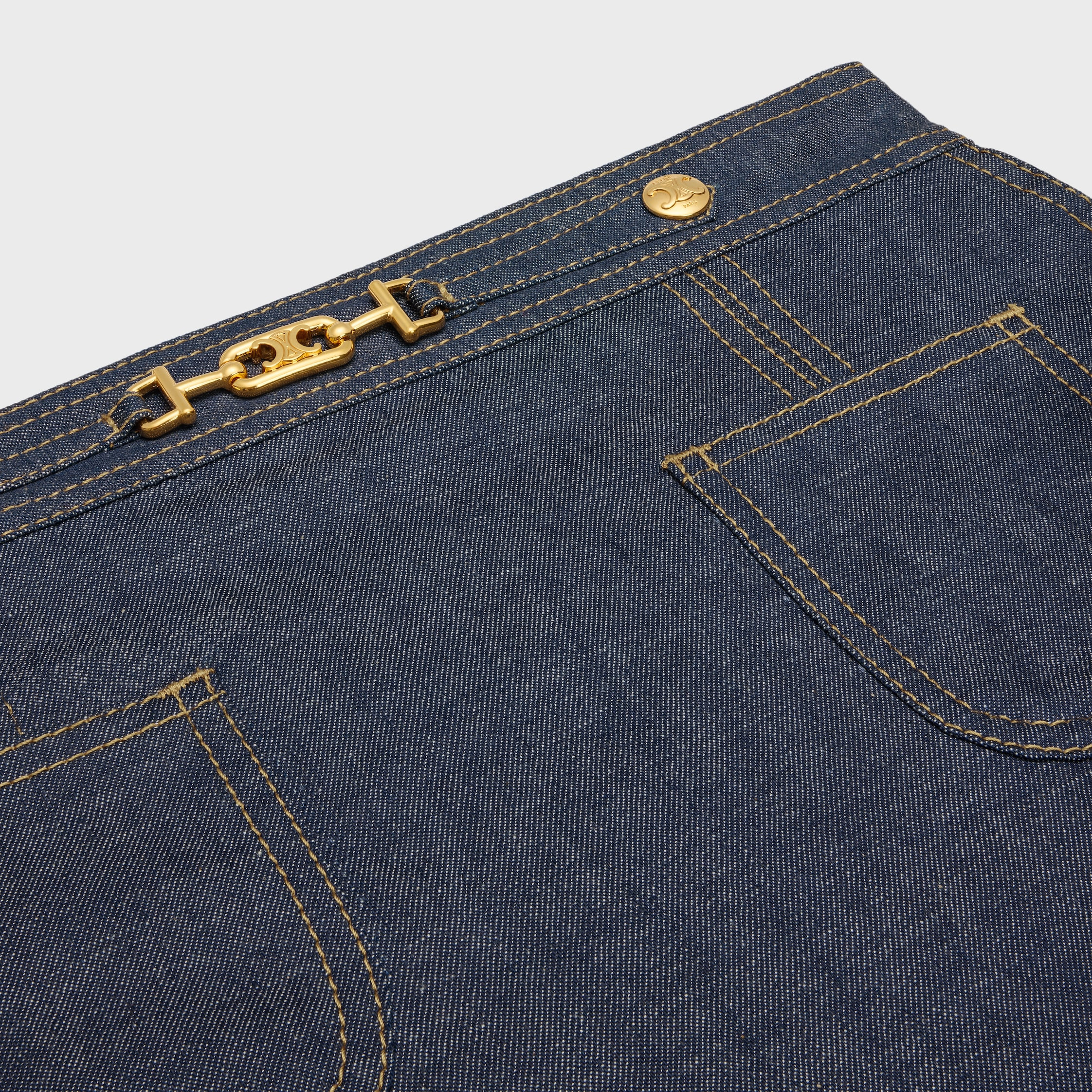 trapeze mini skirt in raw wash denim - 3