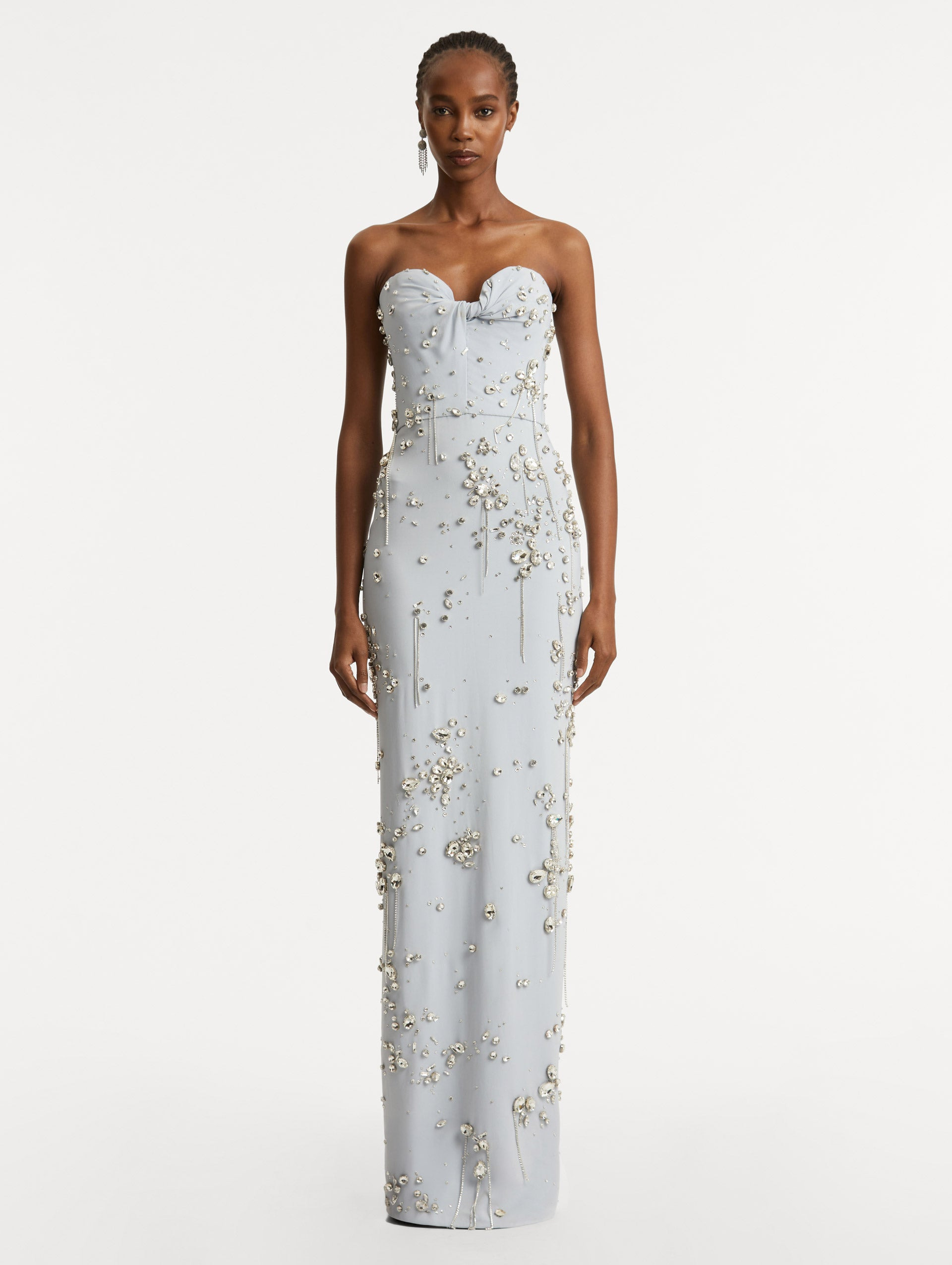 CRYSTAL CLUSTER EMBROIDERED STRAPLESS GOWN - 2