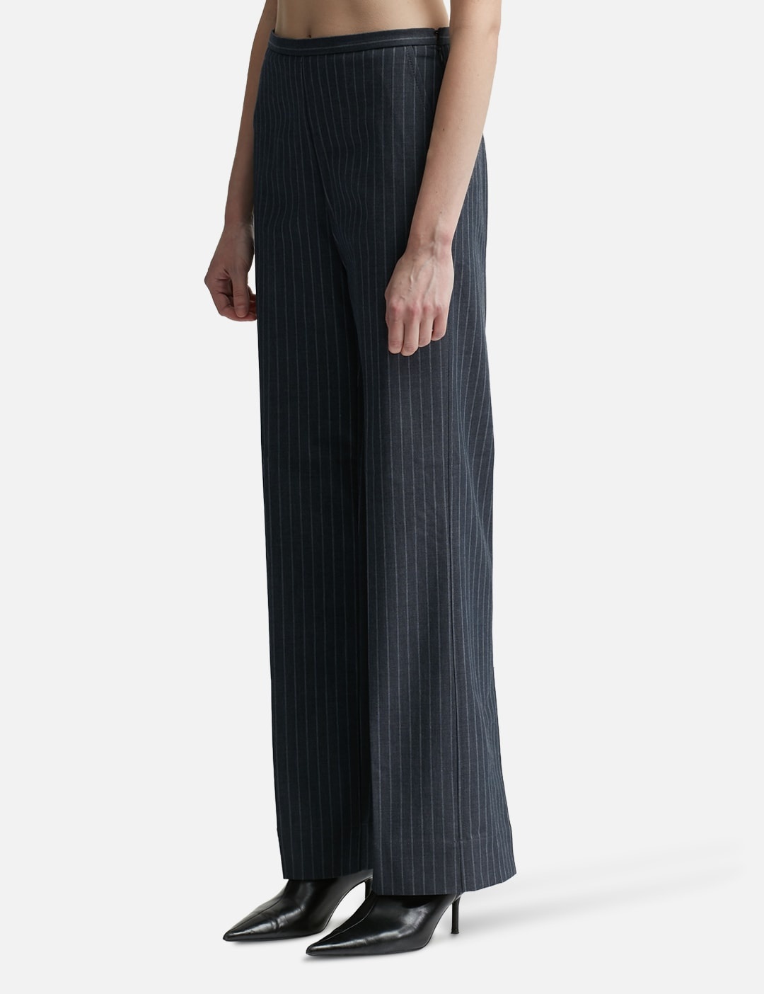 STRETCH STRIPED MID WAIST TROUSERS - 2