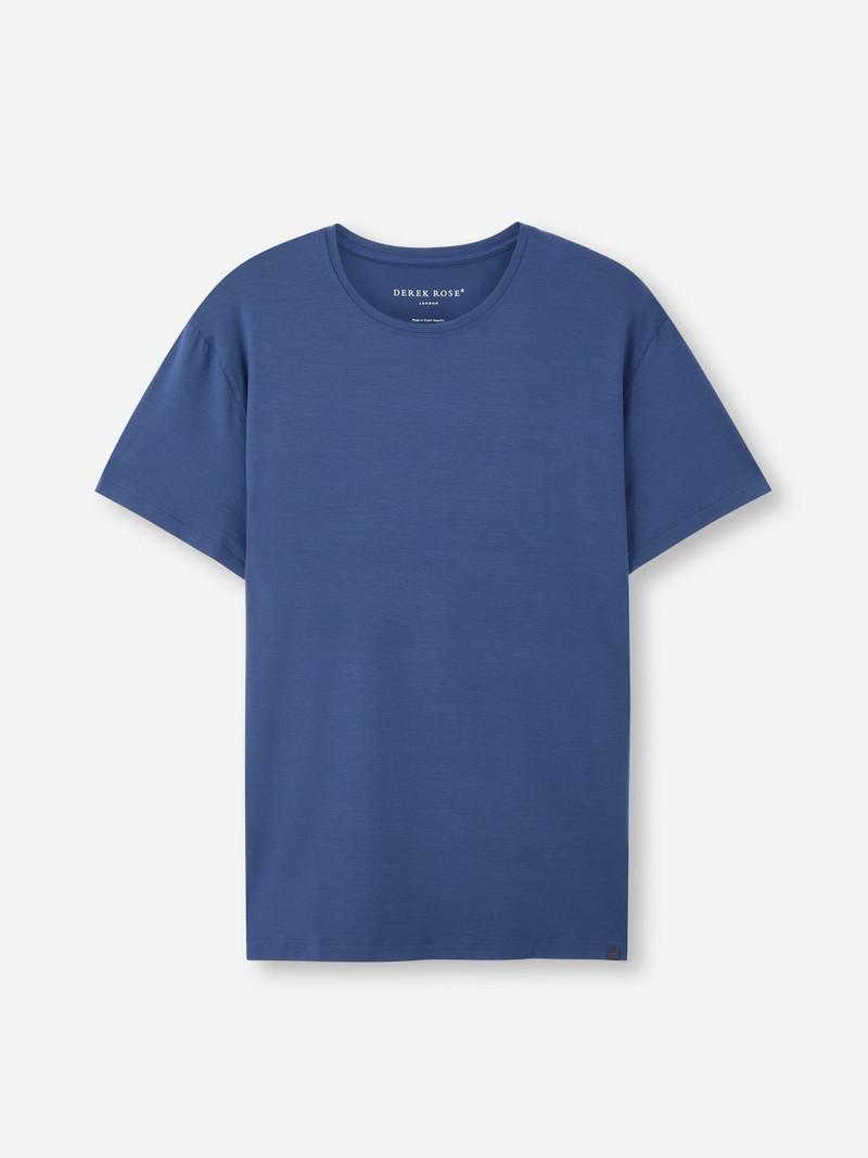 Derek Rose Men's T-Shirt Basel Micro Modal Stretch Sapphire outlook