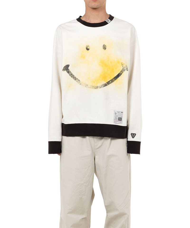 Maison MIHARAYASUHIRO Smily Face Printed Distressed Ringer Sweatshirt outlook