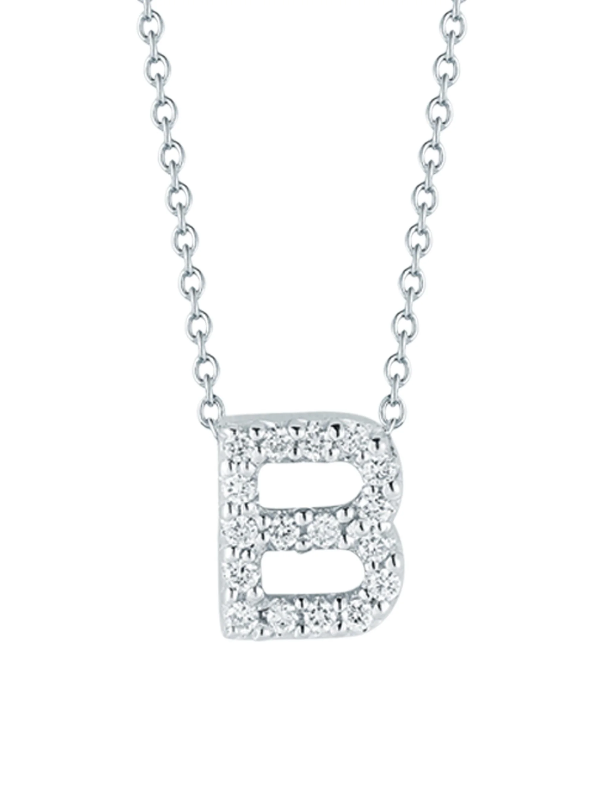 Women's Tiny Treasures 0.08 TCW Diamond & 18K White Gold Initial Necklace - Initial B - 1