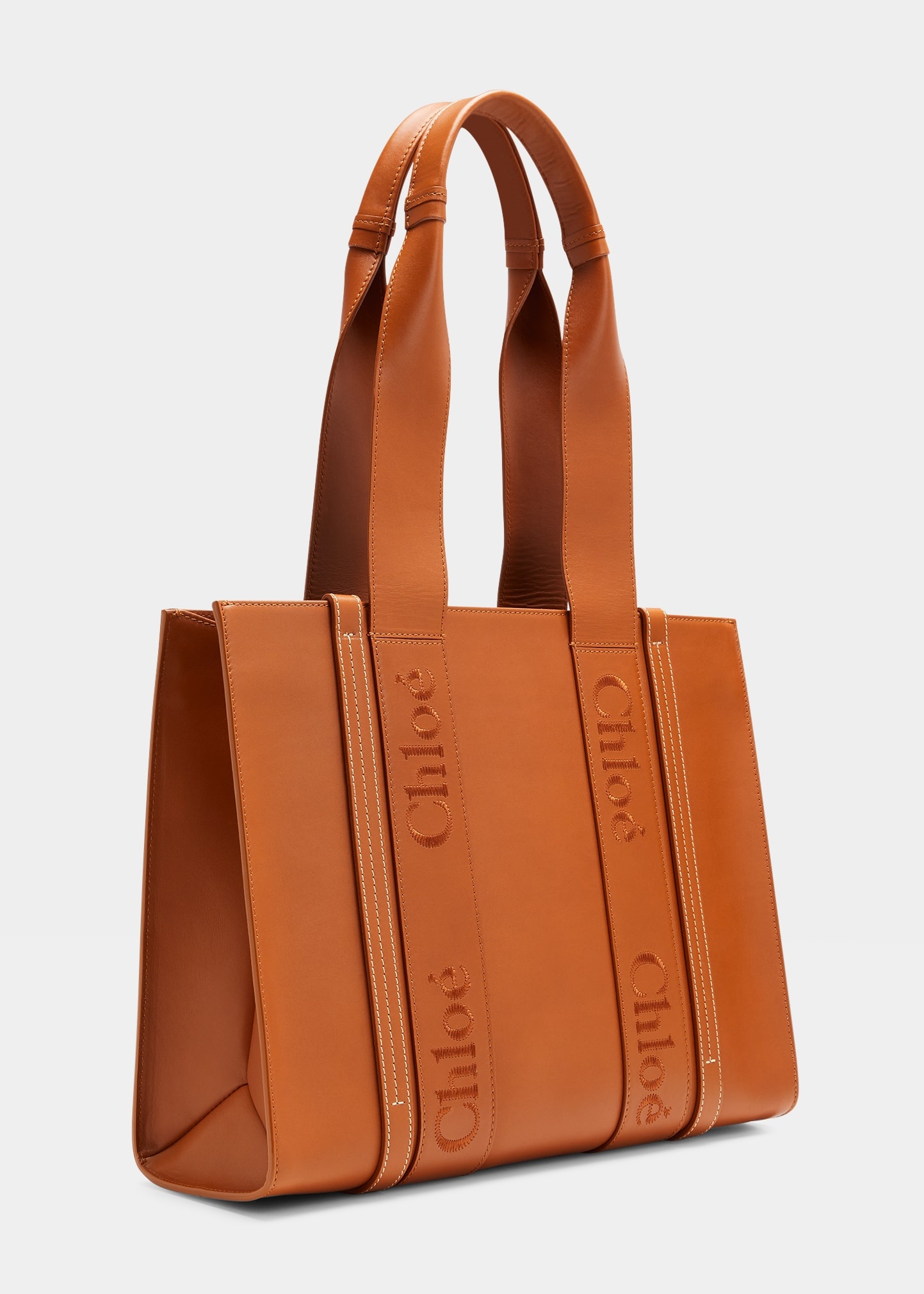 Woody Medium Leather Tote Bag - 3