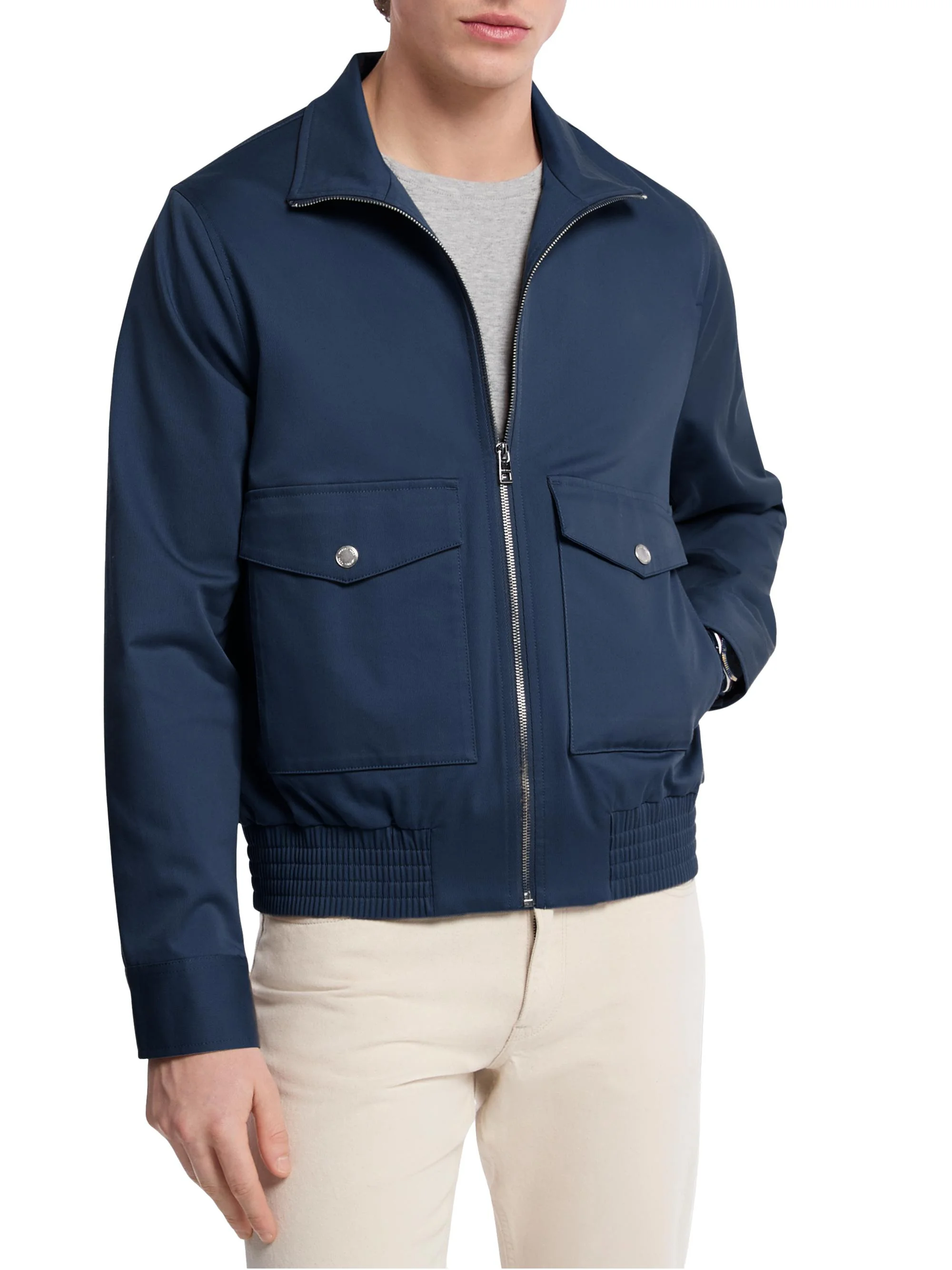 Men's Harrington Stretch-Cotton Zip-Up Jacket - Midnight - 1