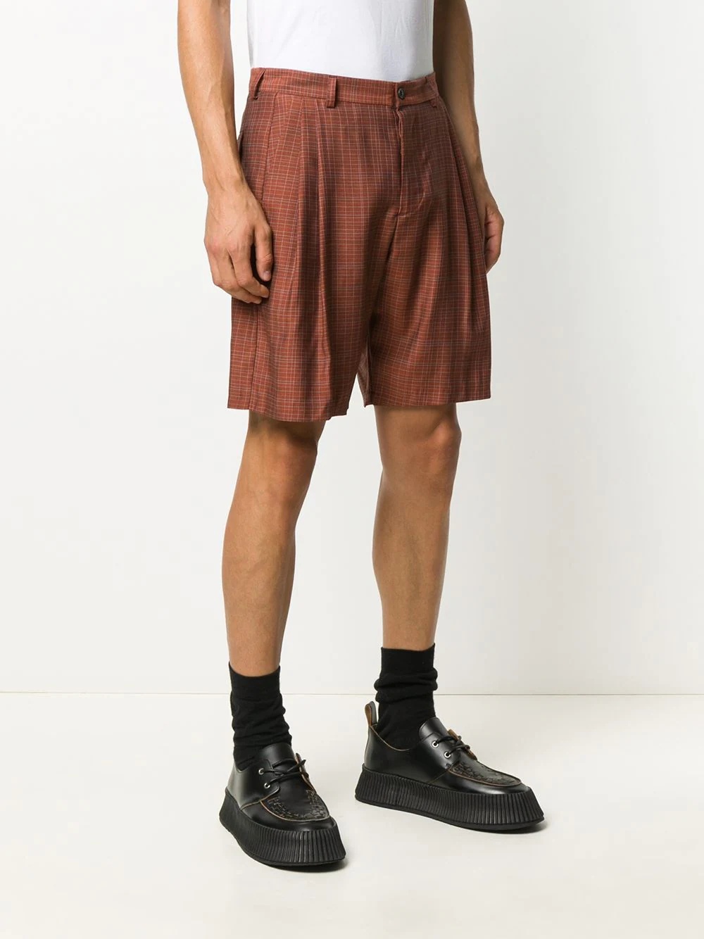 checked tailored shorts - 3