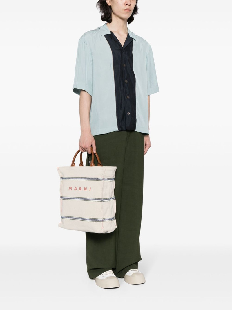 Marni logo-print canvas tote bag outlook
