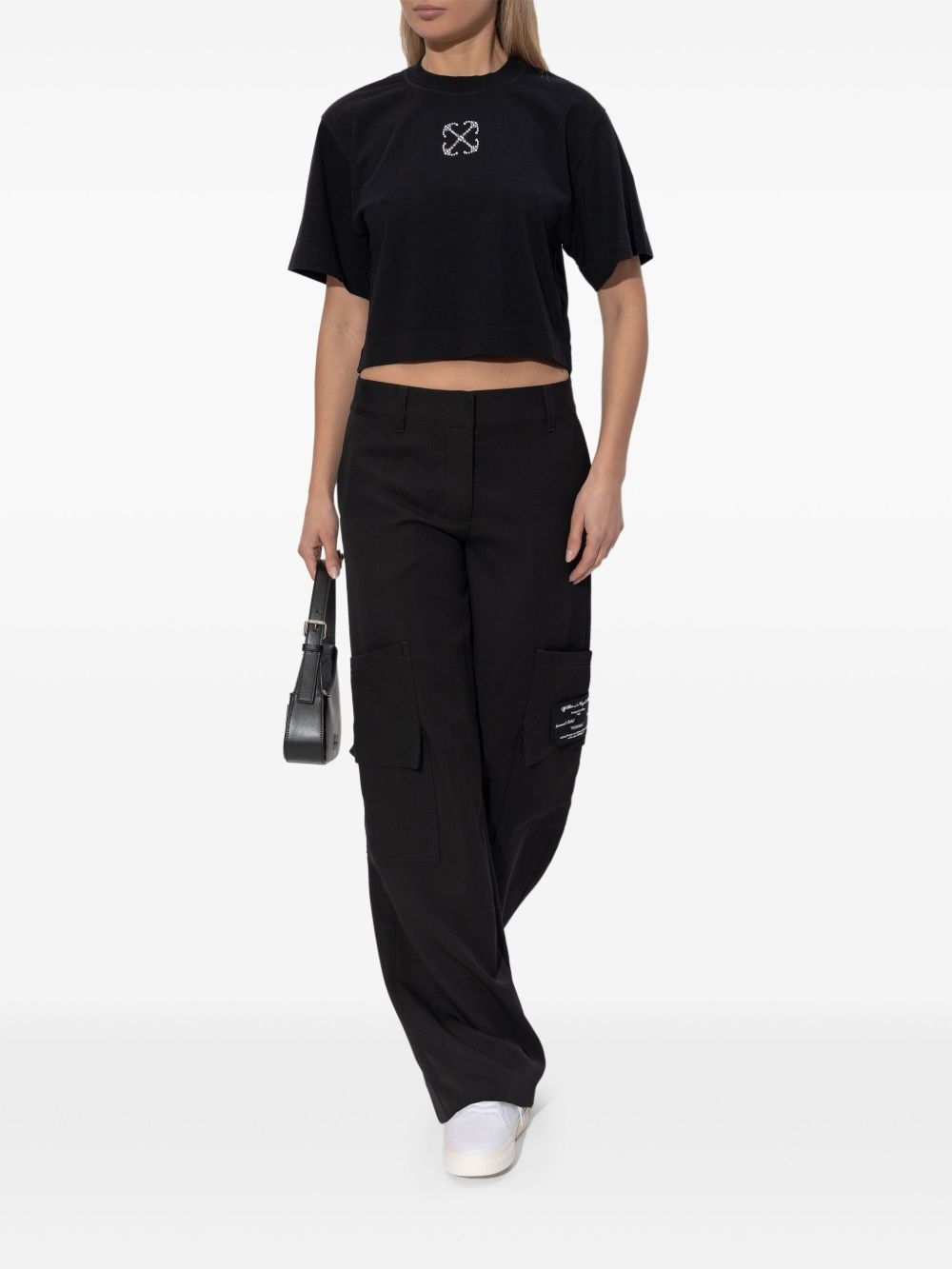 jewelled-logo cropped t-shirt - 2