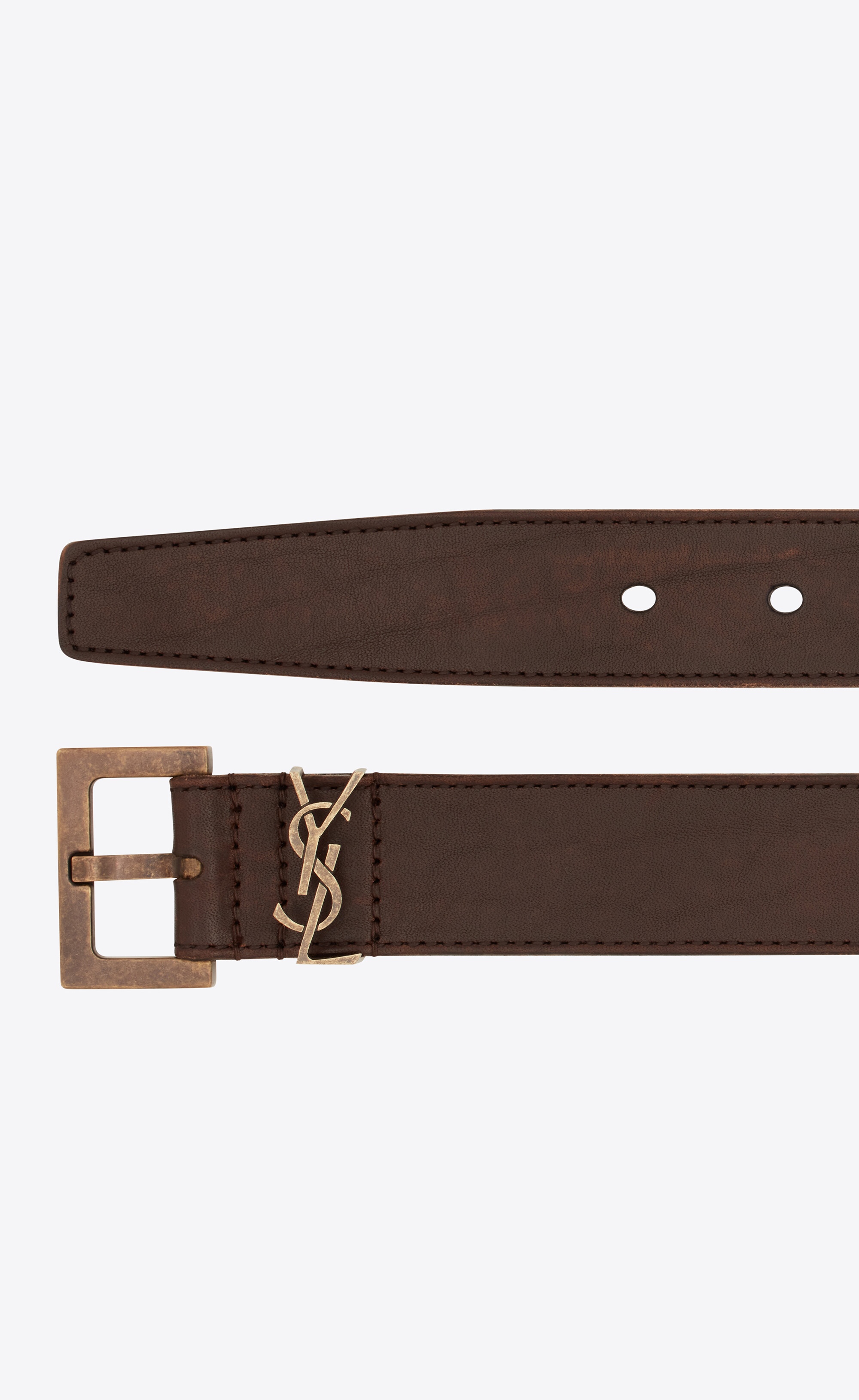 monogram belt with square buckle in leather - 2