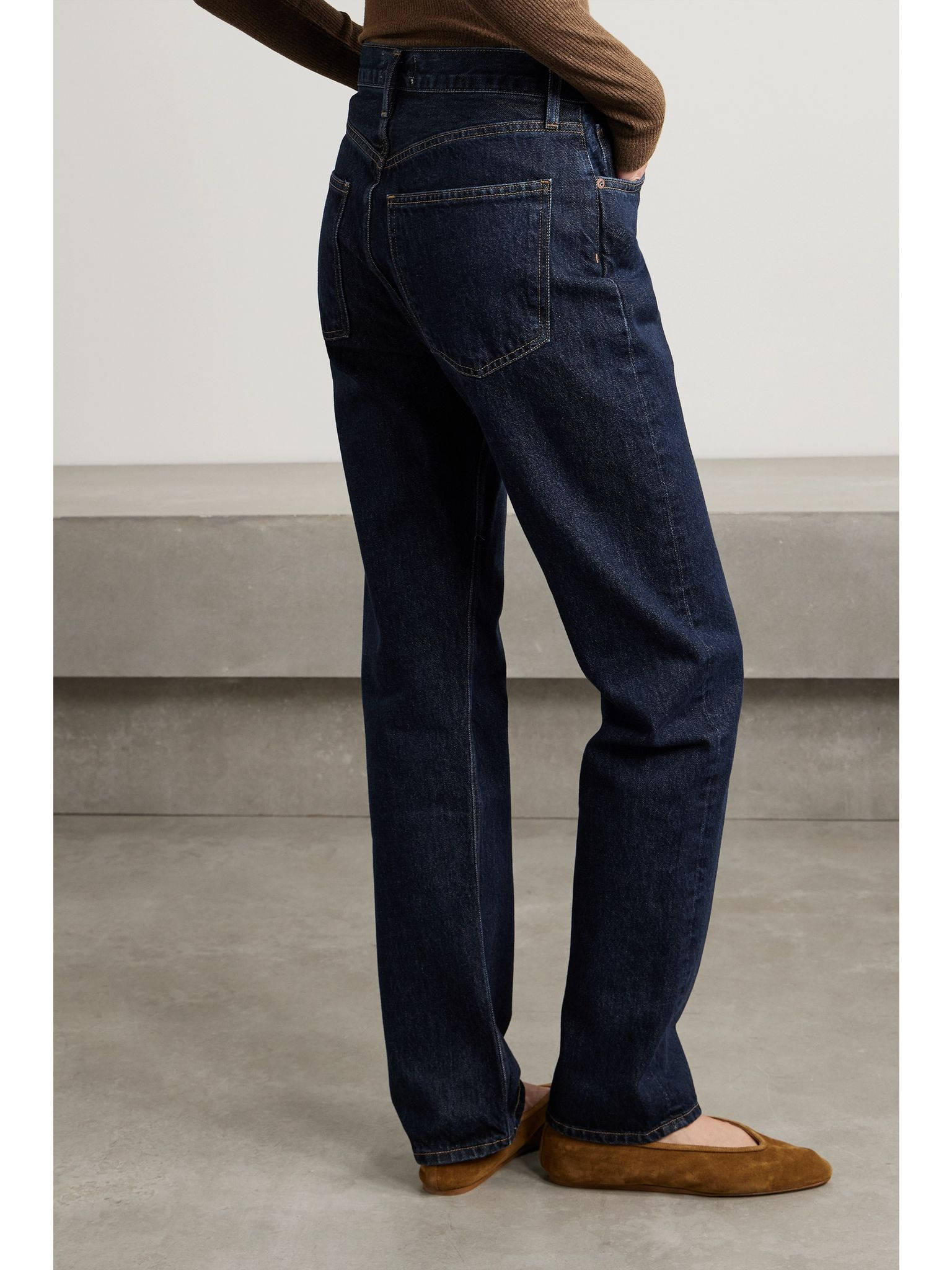 + NET SUSTAIN '90s Pinch Waist Long high-rise straight-leg organic jeans Dark denim - 4