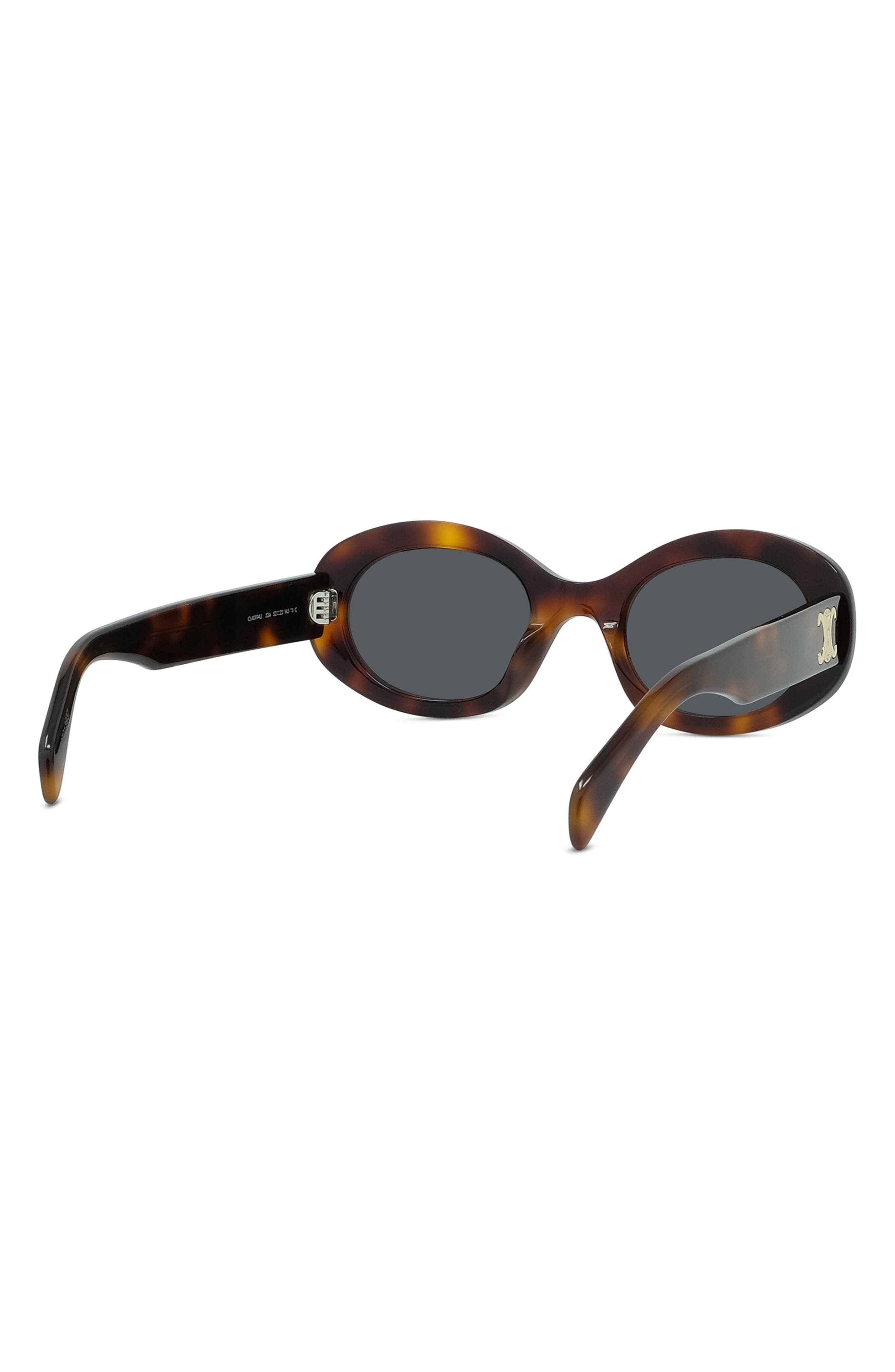 CELINE Triomphe 52mm Oval Sunglasses in Shiny Classic Havana/Smoke at Nordstrom - 4