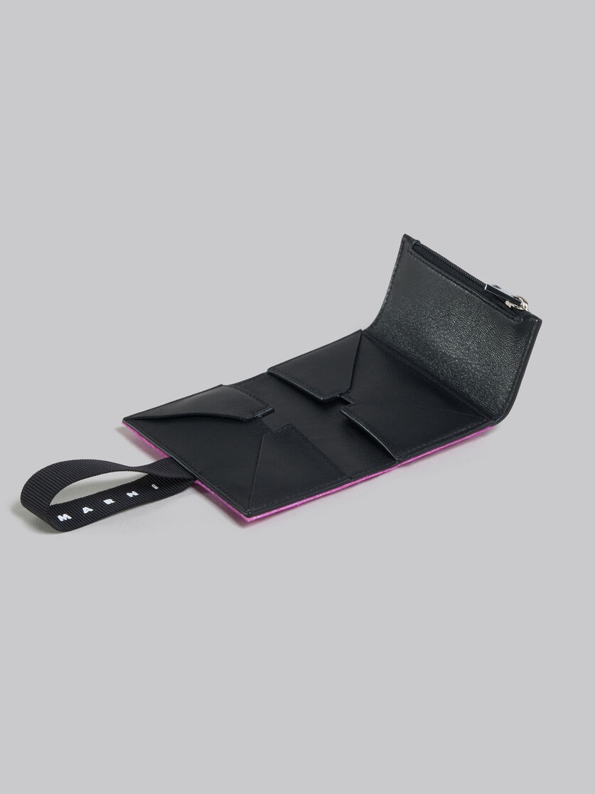 PINK LONG-HAIR CALFSKIN TRIFOLD WALLET WITH LOGO STRAP - 5