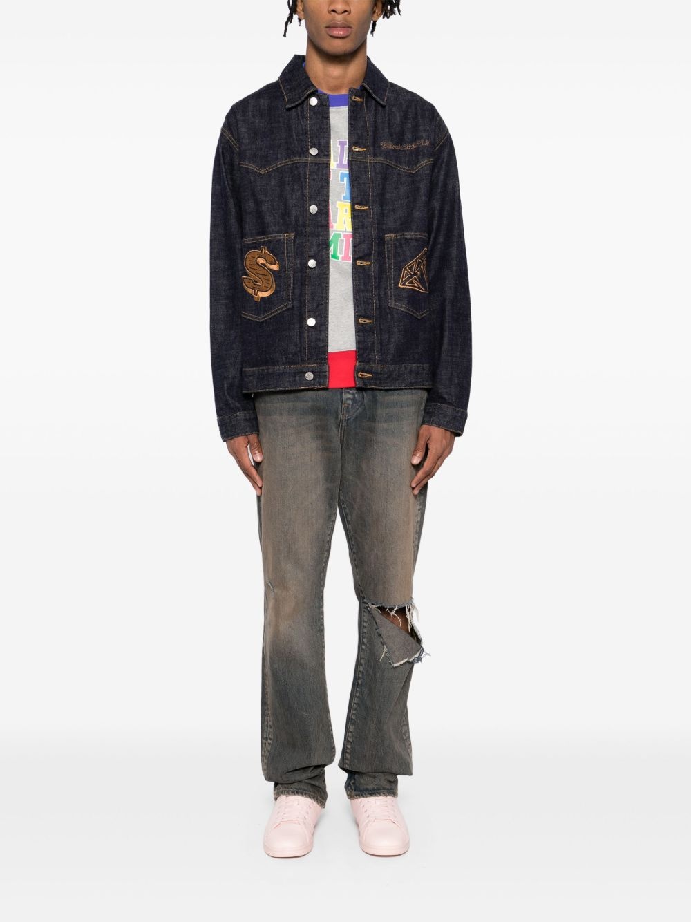 embroidered denim jacket - 2
