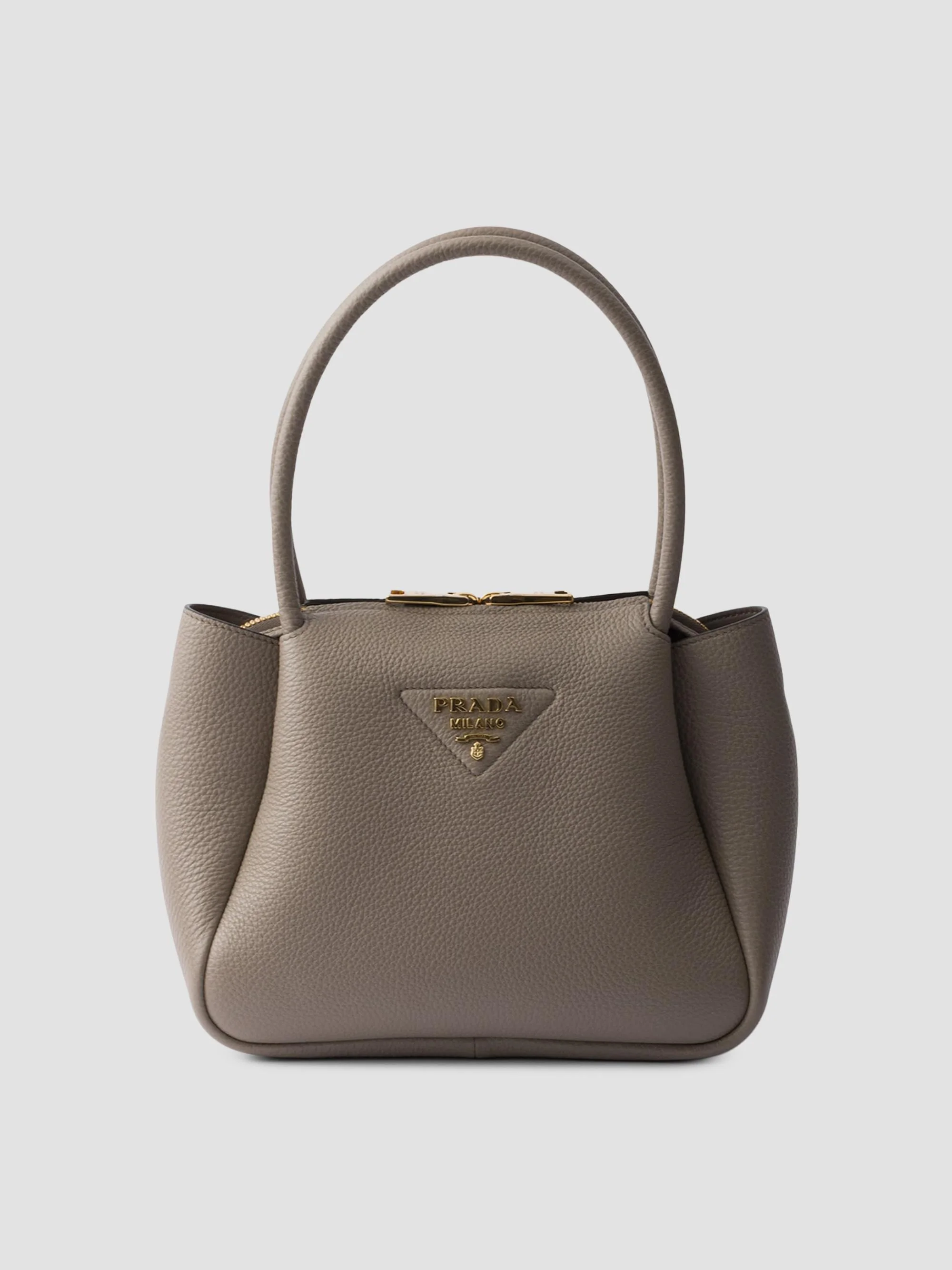 Women's Small Leather Top Handle Bag - Grey - 1
