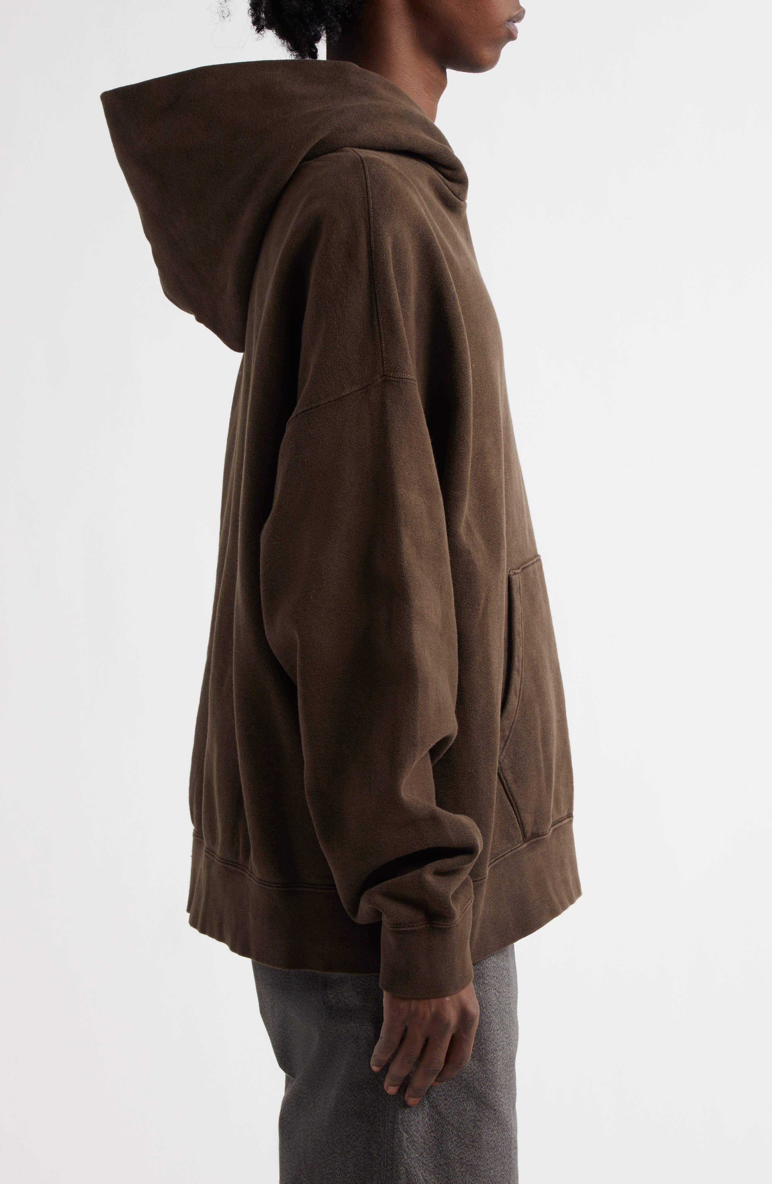 VISVIM Amplus Cotton Fleece Hoodie in Dark Mud at Nordstrom - 4