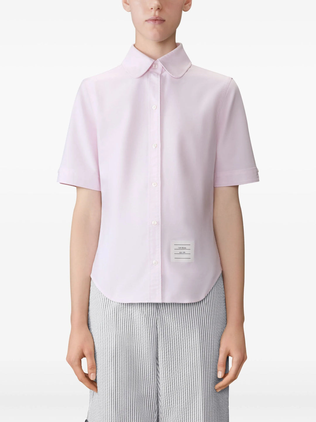 Oxford Round Collar Short Sleeve Shirt Women - 4