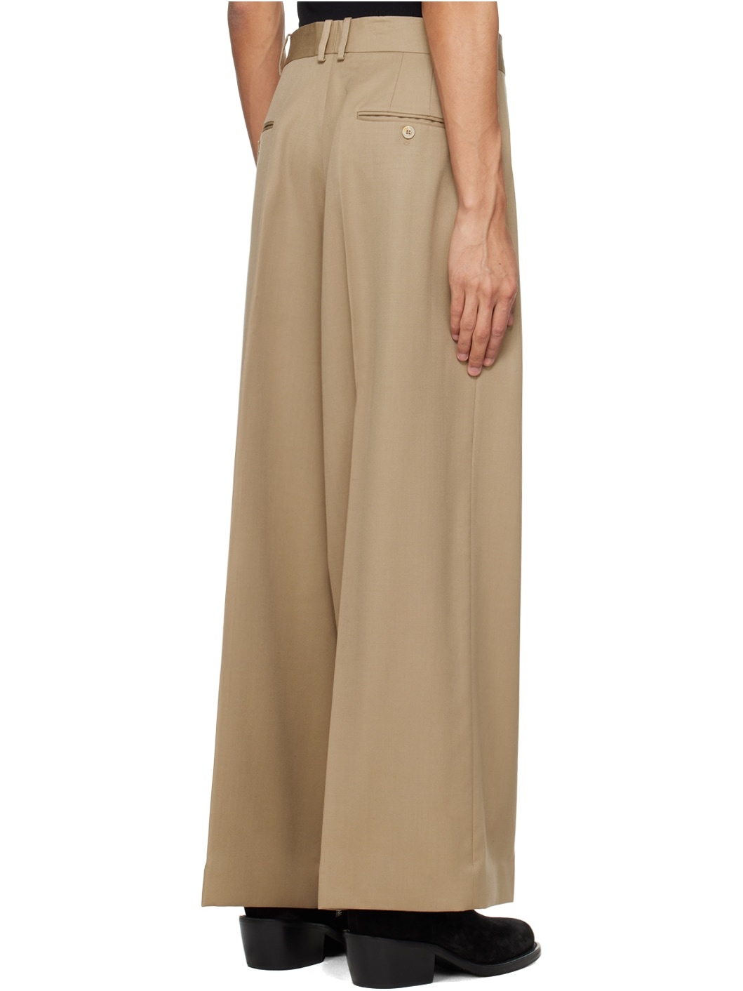 Beige Creased Trousers - 3