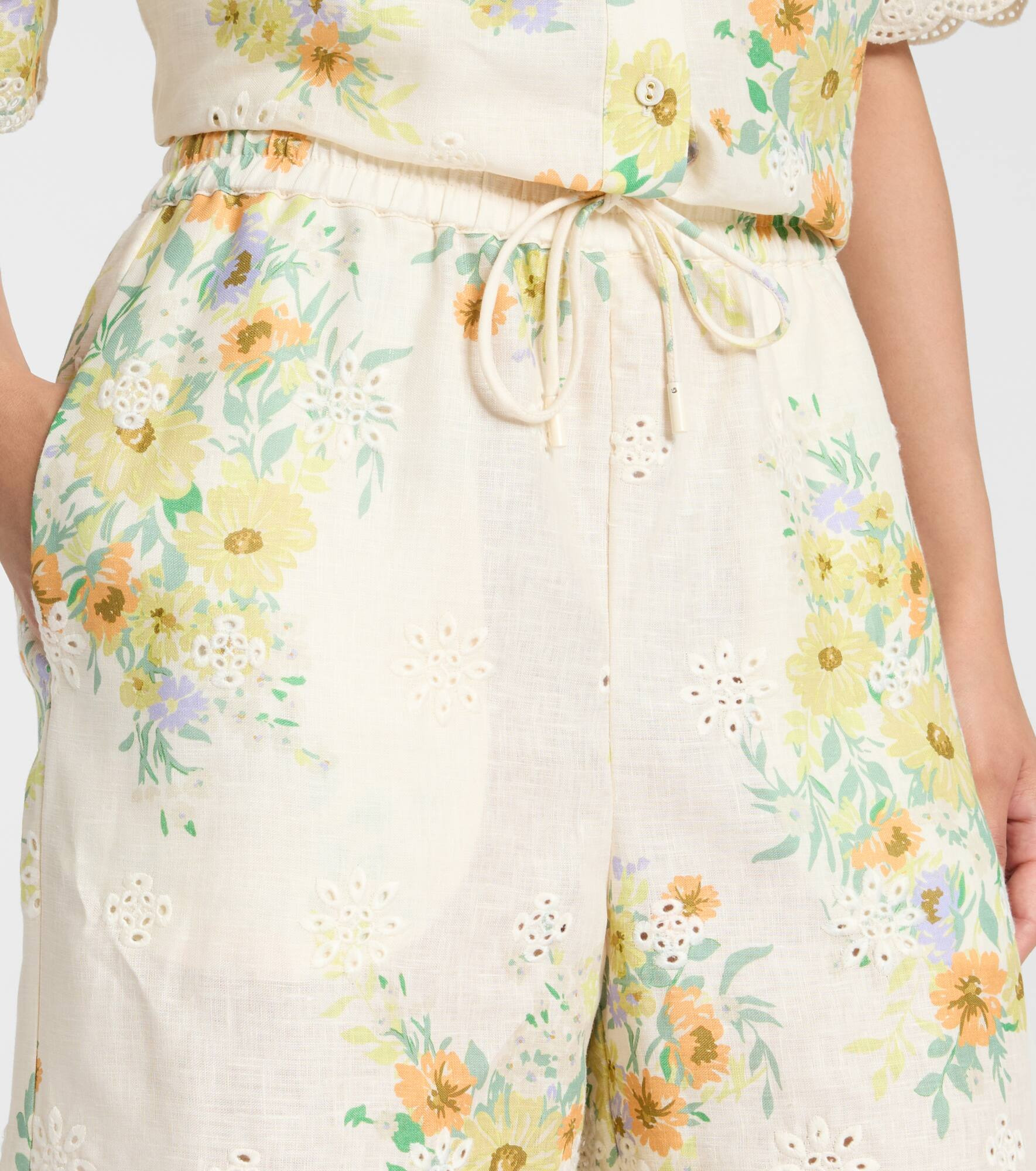 Juliette floral linen wide-leg pants - 4