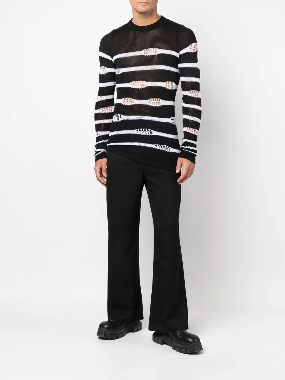 distressed striped sweater - 2