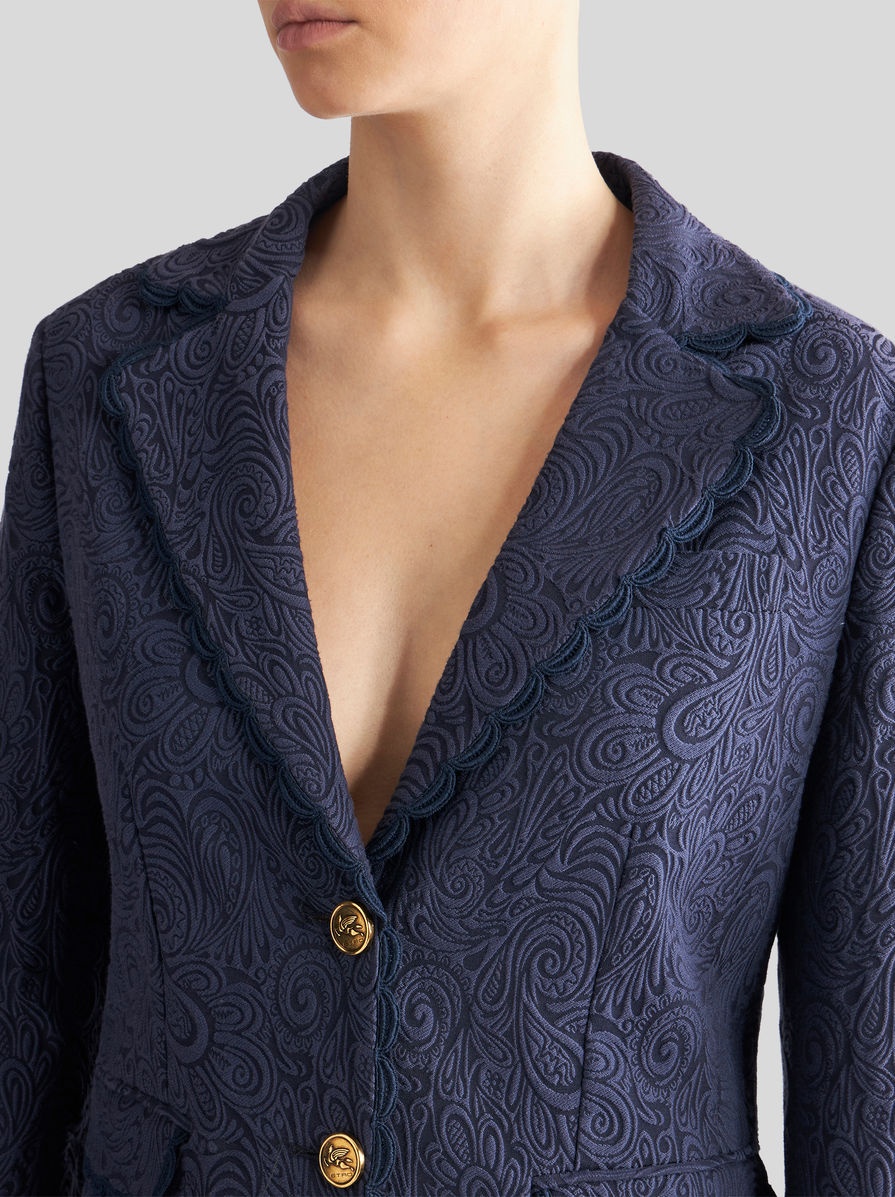 PAISLEY JACQUARD JACKET WITH LACE HEMS - 2