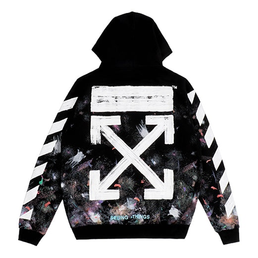Off-White Galaxy Brush Graffiti Hooded Zip-up Fleece Men Black OMBB003F176190309901 - 2
