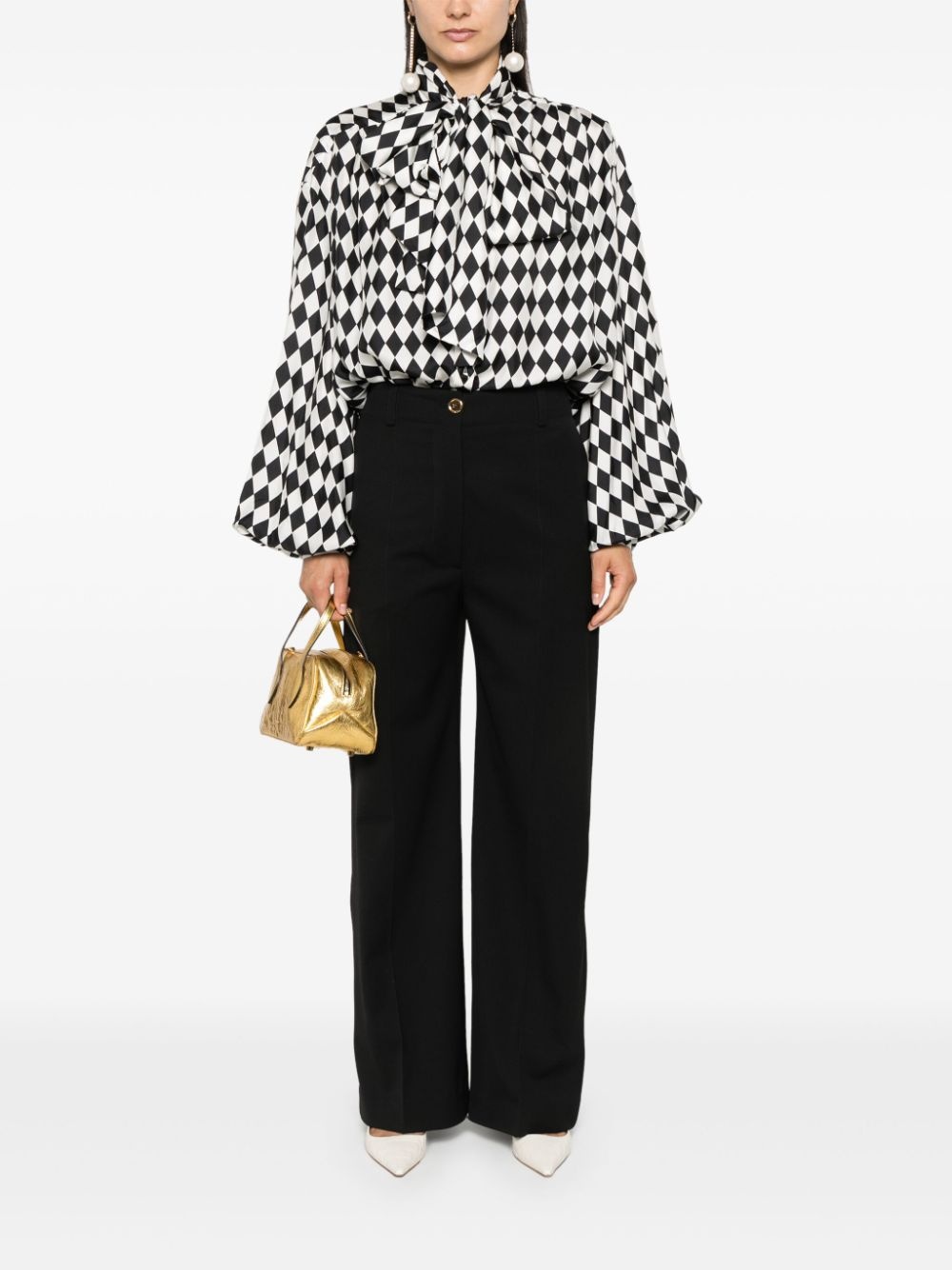 geometric-pattern silk shirt - 2