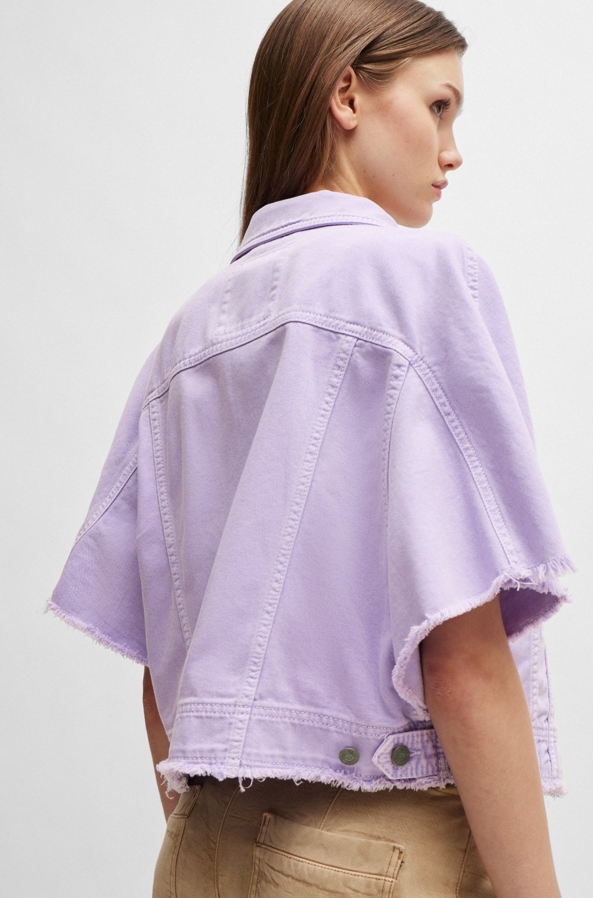 SHORT-SLEEVED JACKET IN COTTON DENIM - 6