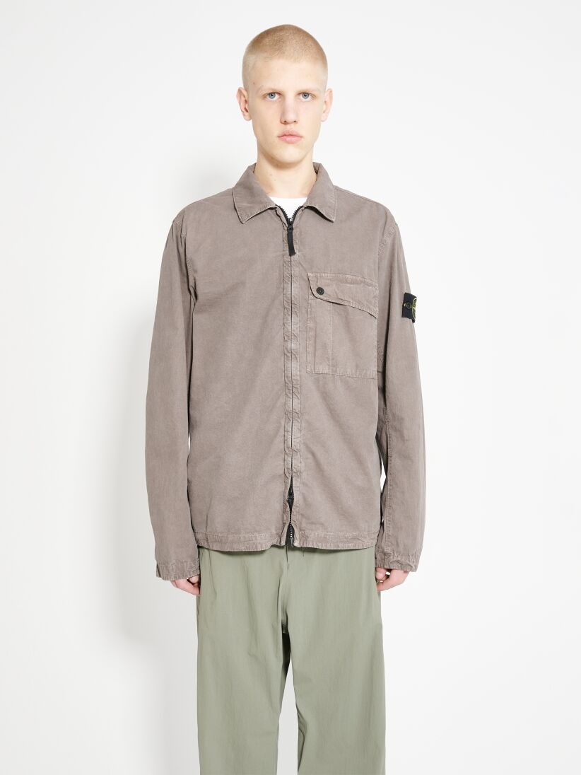 STONE ISLAND ZIP OLD TREATMENT OVERSHIRT DOVE GREY - 1