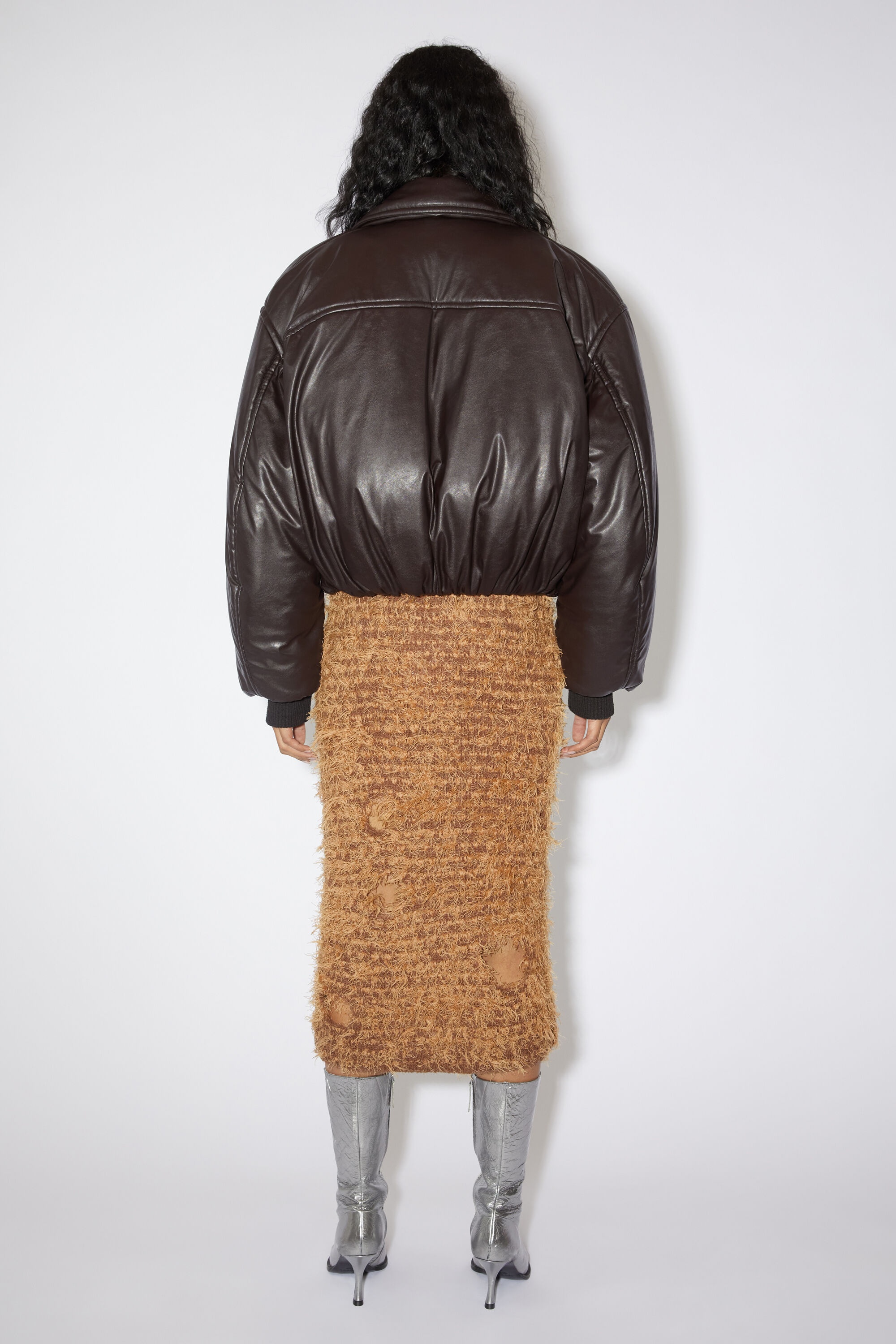 Wool blend cut-out skirt - Camel brown - 3