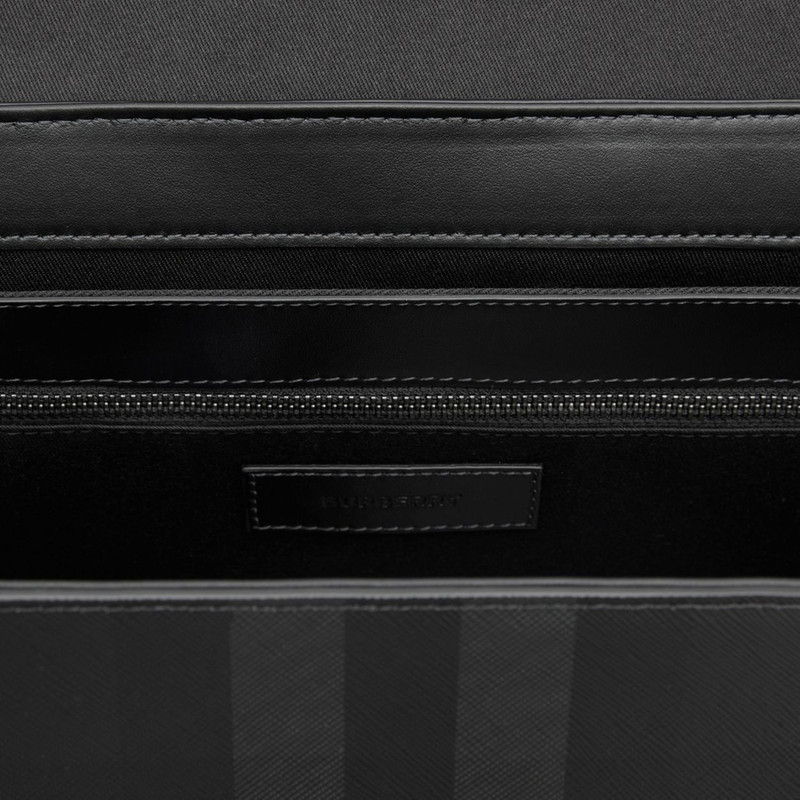 Charcoal Check and Leather Large Messenger Bag 9