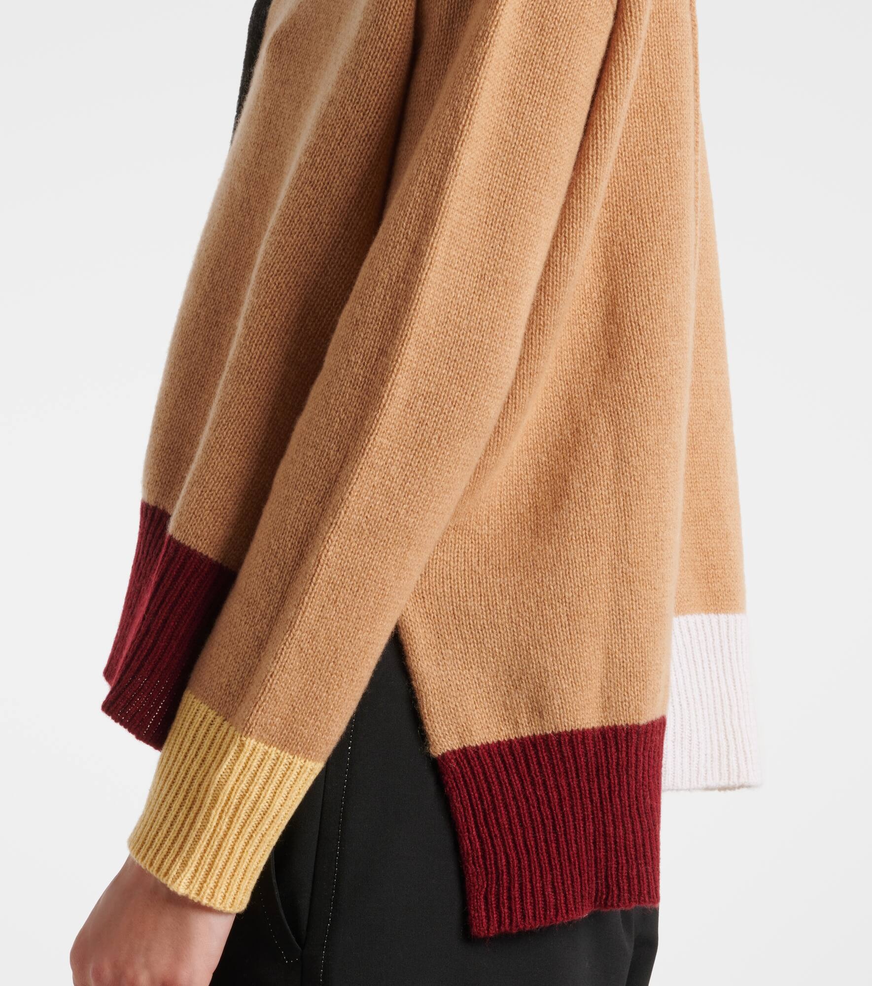 Colorblocked asymmetric cashmere cardigan - 5