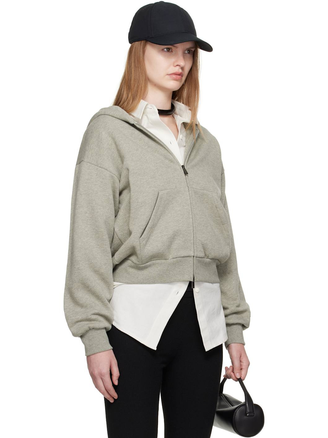 Gray Classic Fit Zip-Up Hoodie - 2