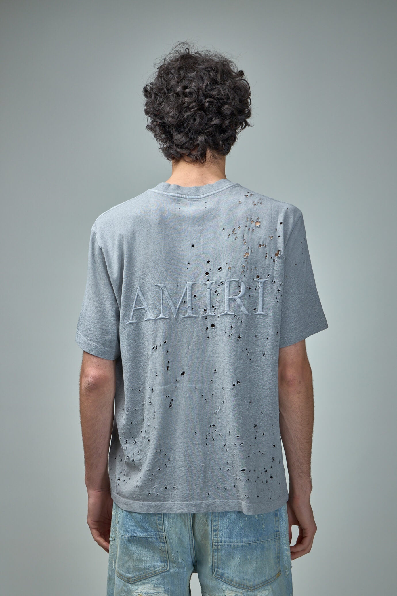 【アミリ】MA SHOTGUN EMBROIDERED TEE_001 MA SHOTGUN EMBROIDERED TEE - Grey | AMIRI