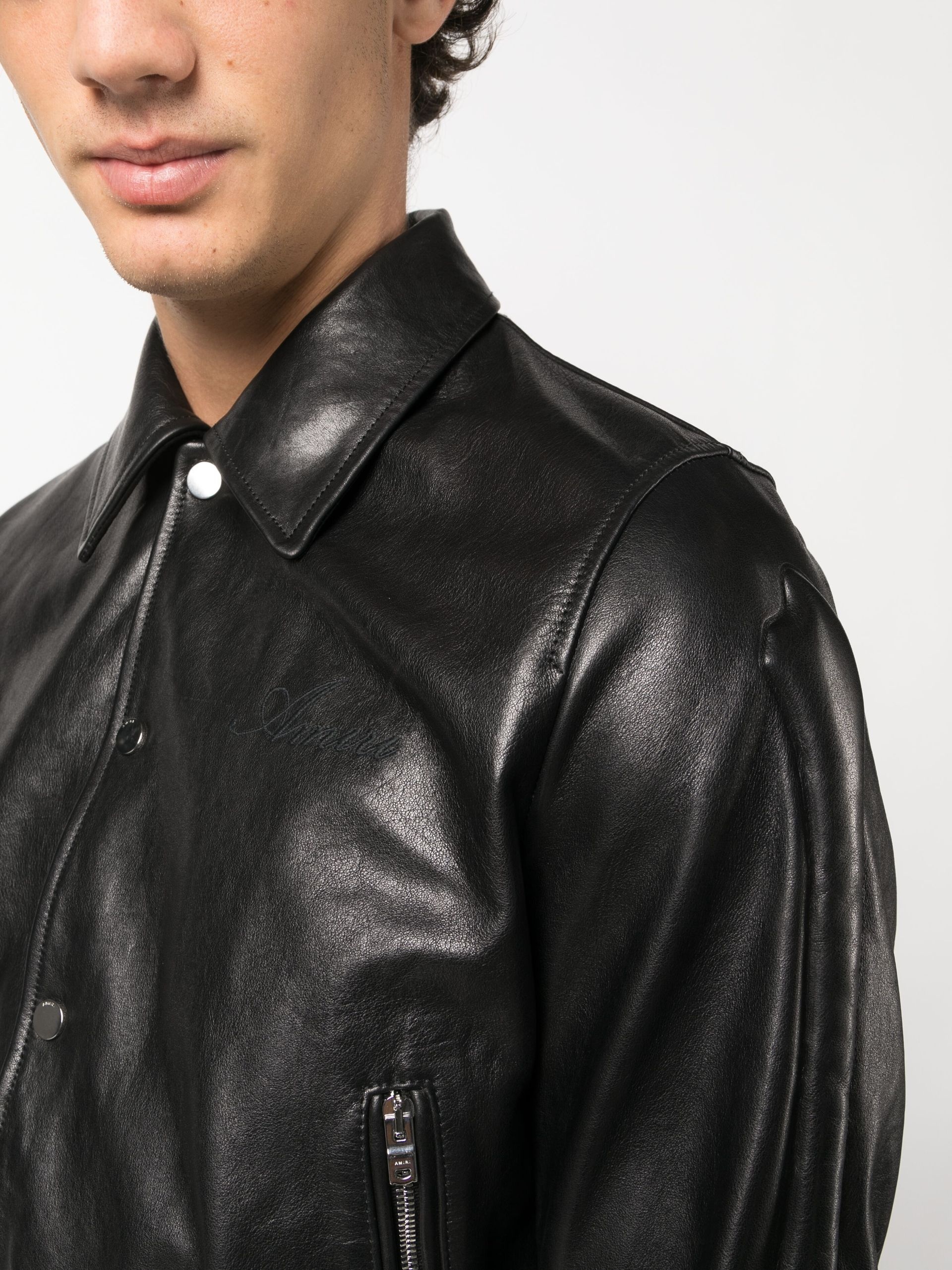 X Browns black bones leather bomber jacket - 5