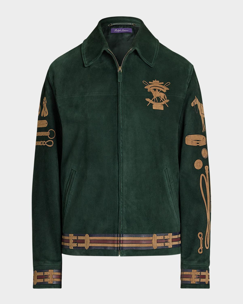 Jessa Equestrian-Printed Suede Coat 1