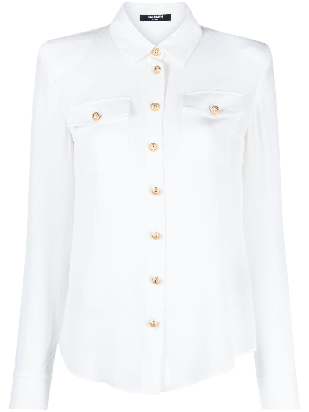 padded shoulders silk blouse - 1