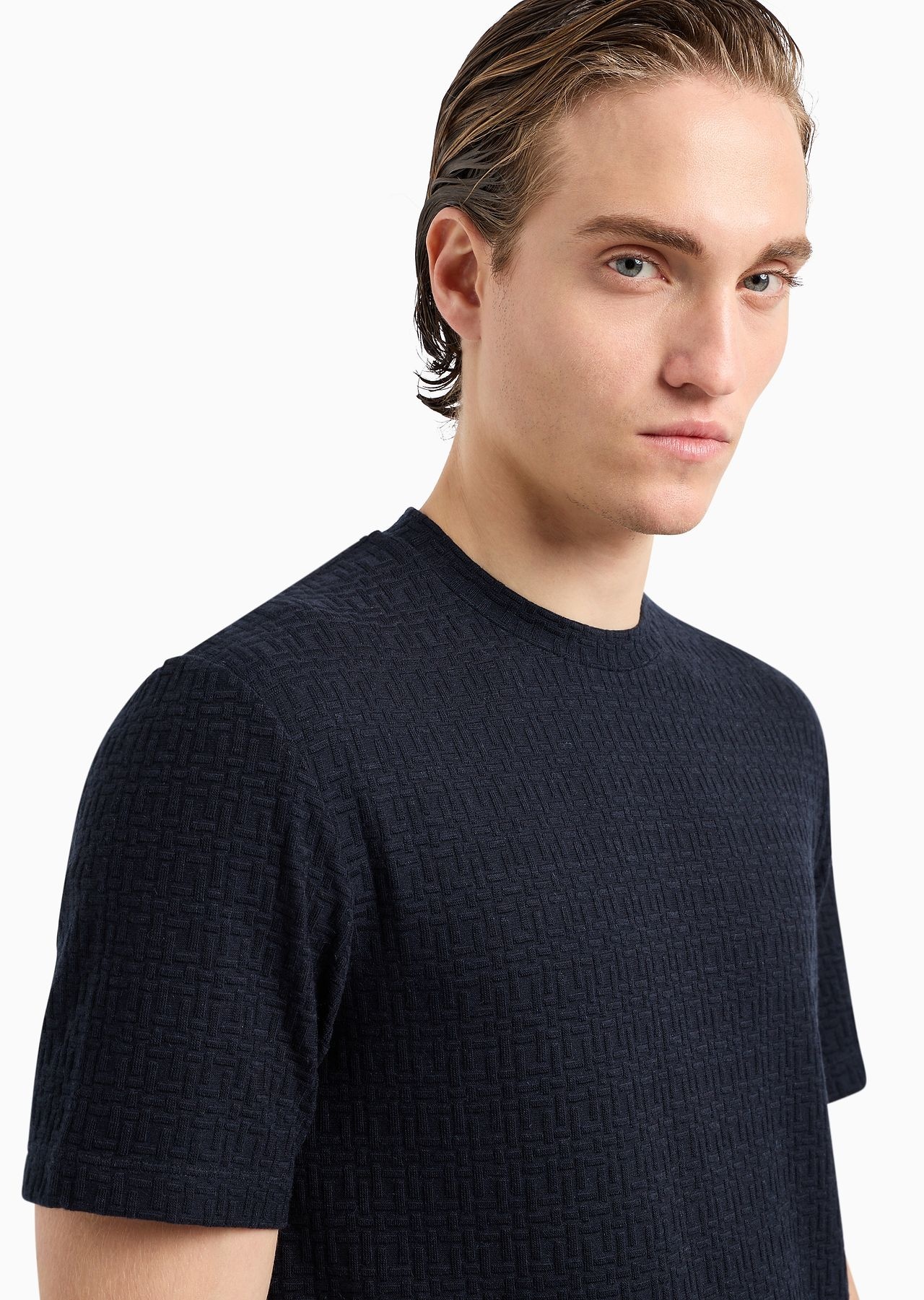 Viscose and cashmere jacquard jersey crew-neck T-shirt - 5