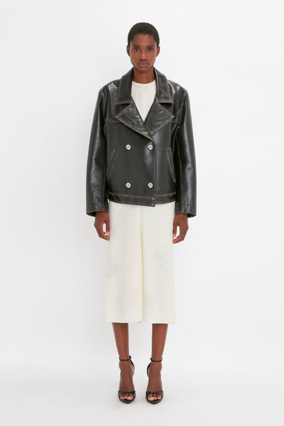 Victoria Beckham Oversized Leather Jacket In Black outlook