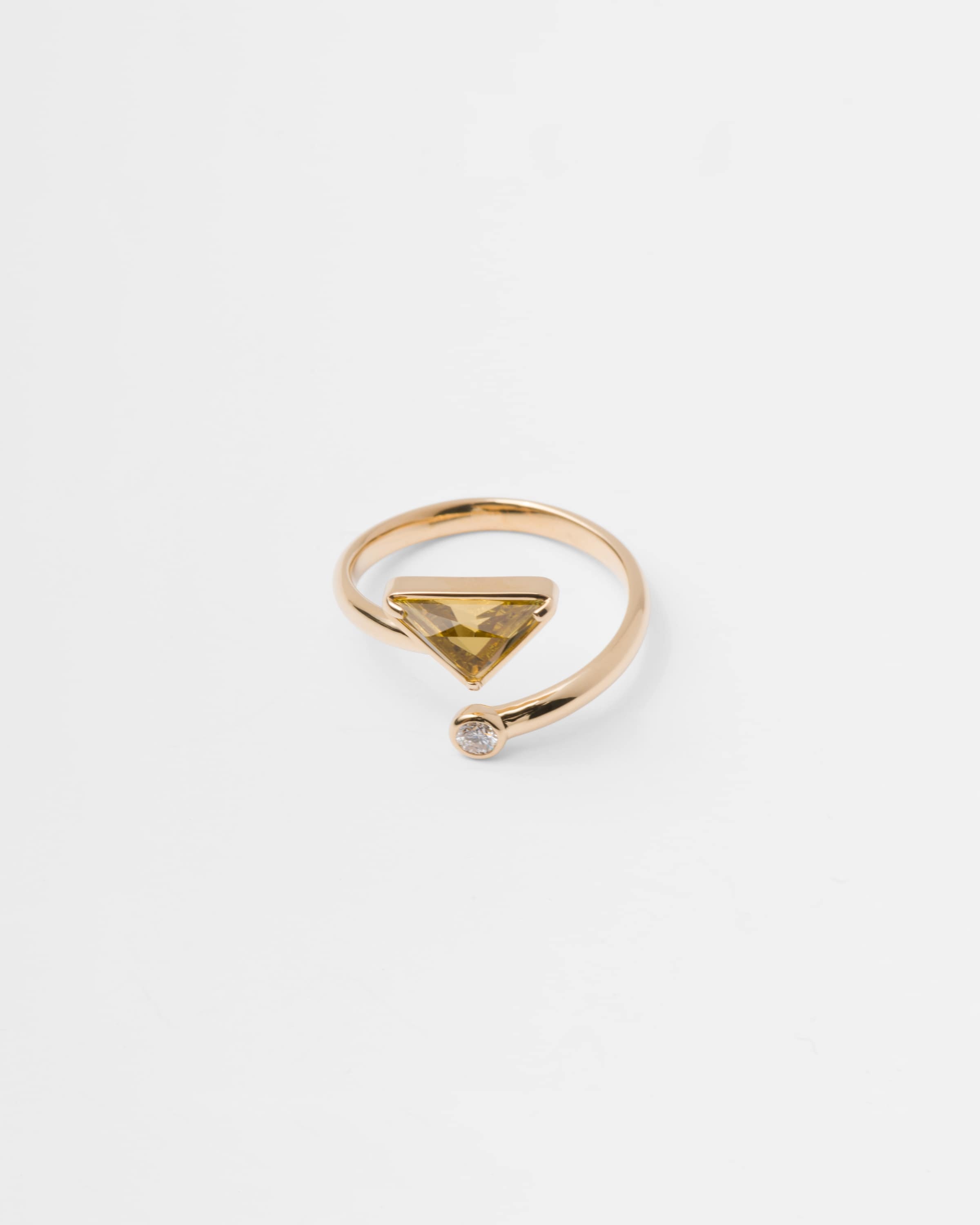 Eternal Gold contrarié ring in yellow gold with diamond and green quartz - 3