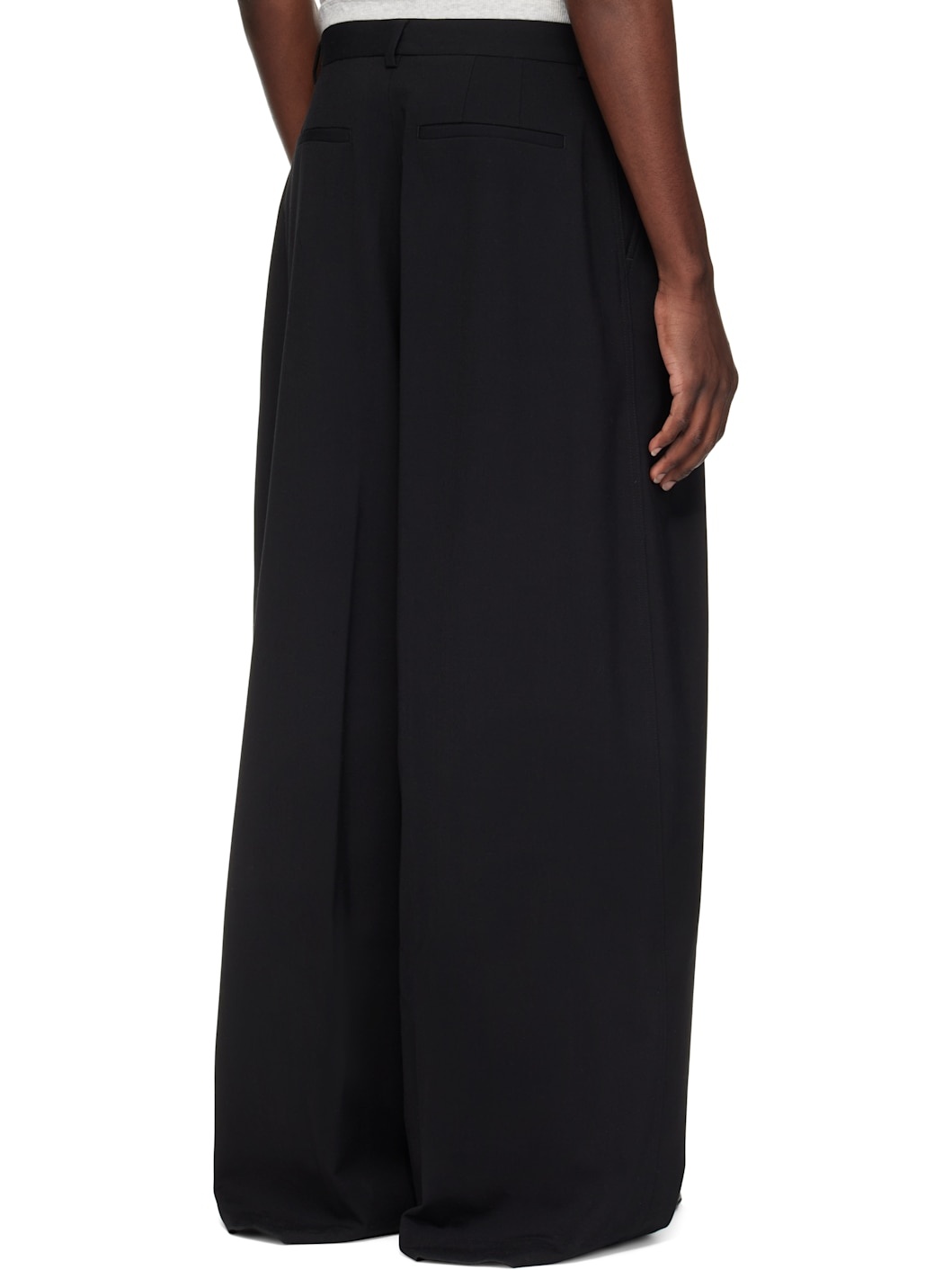 Black Jumbo Wide Leg Trousers - 3