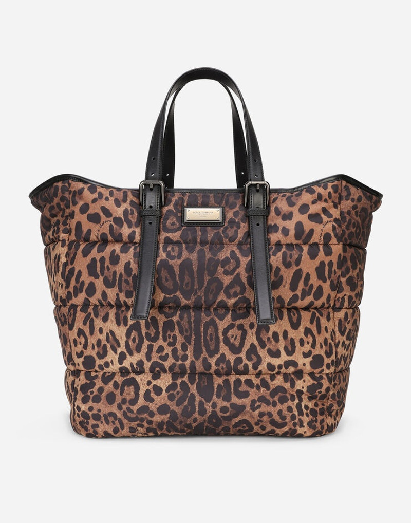 Leopard-print Sicily shopper in quilted nylon 1