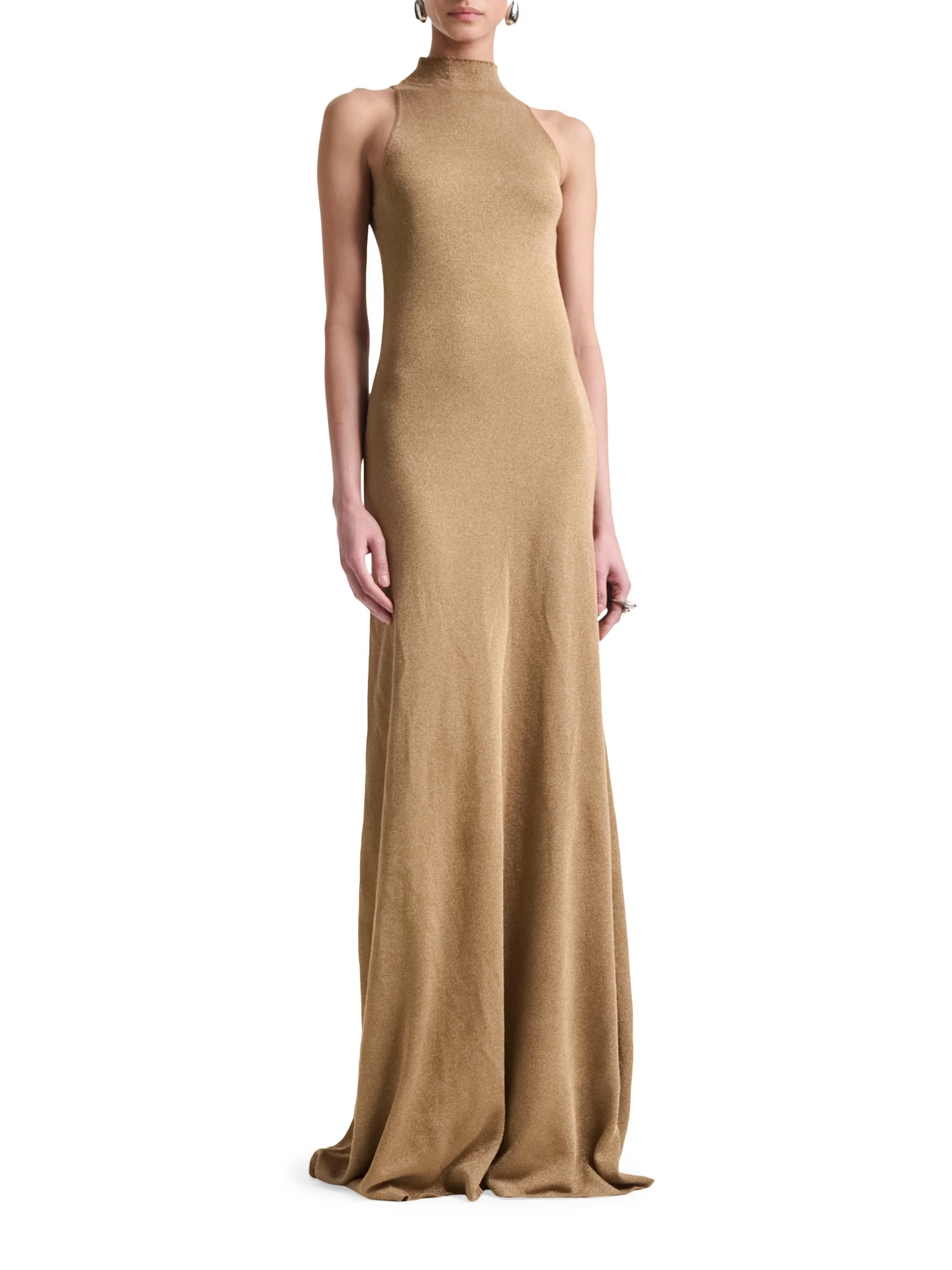 Women's Mitzi Metallic Sleeveless Column Gown - Gold - 1