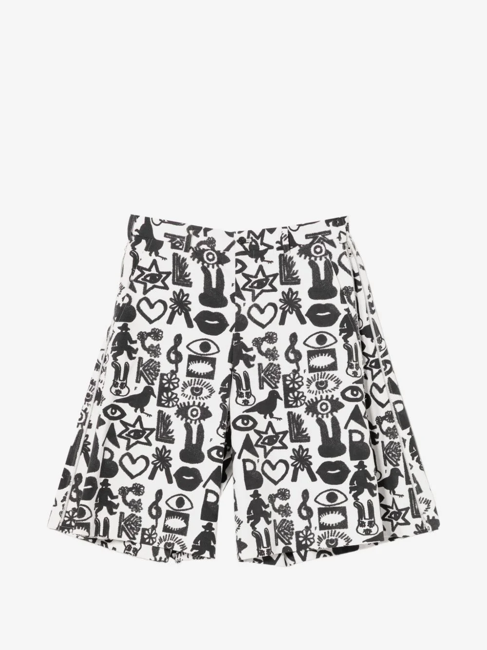 graphic-print zip shorts - 1