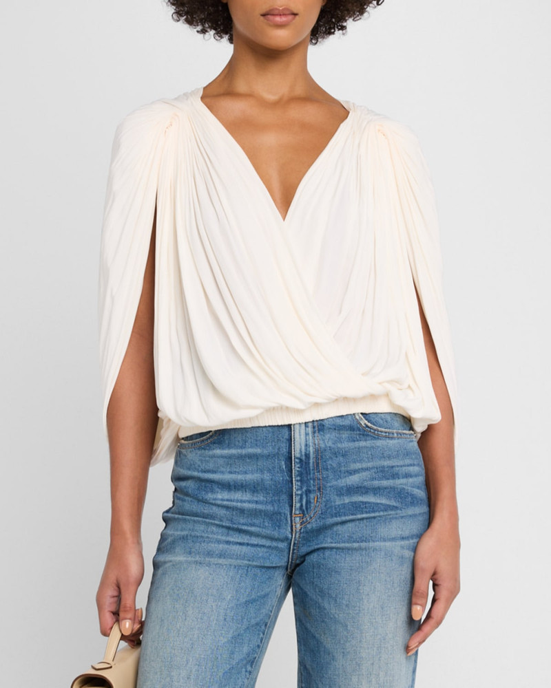 Vivian Draped Cape-Sleeve Top 5
