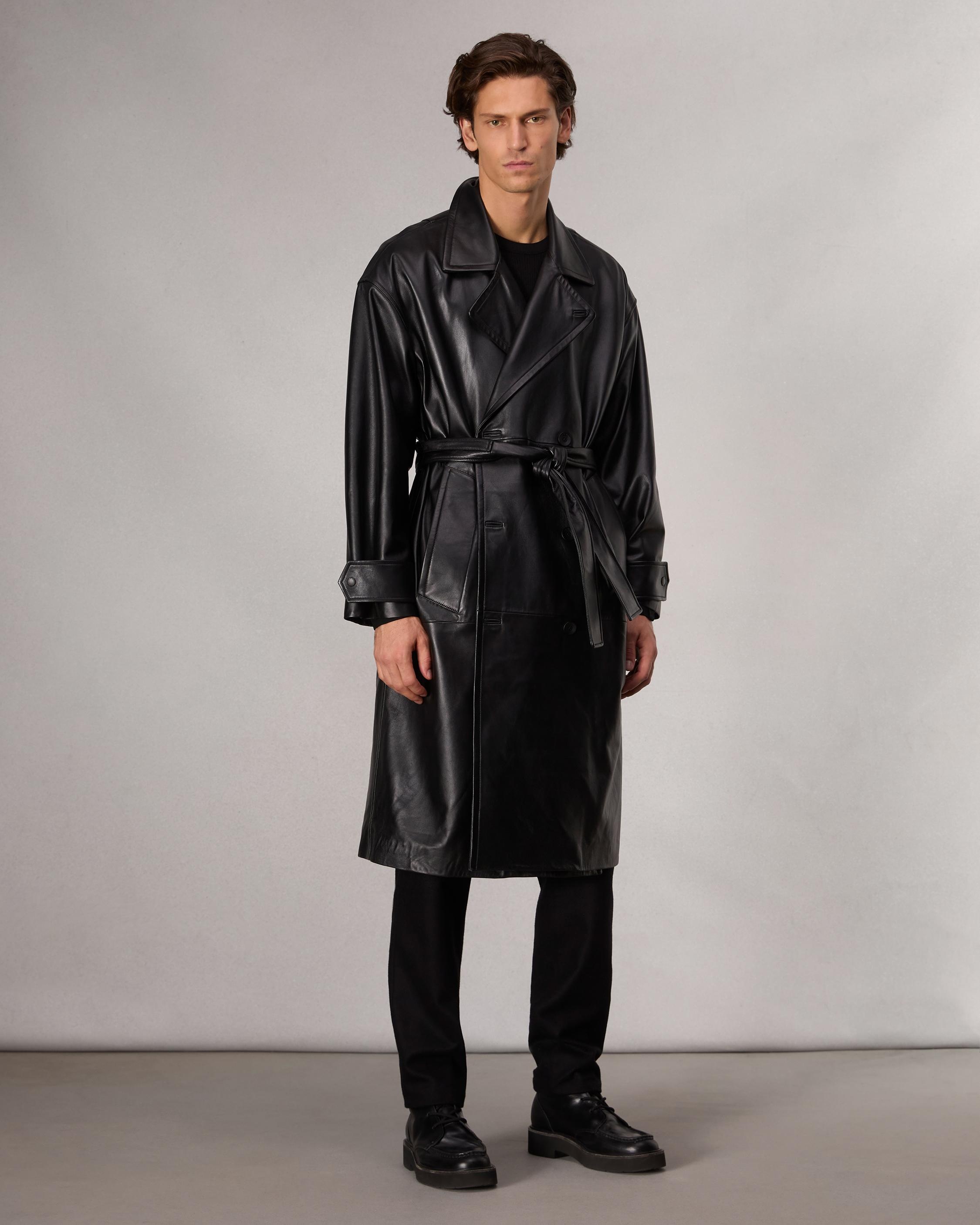Tyler Leather Trench Coat - 2