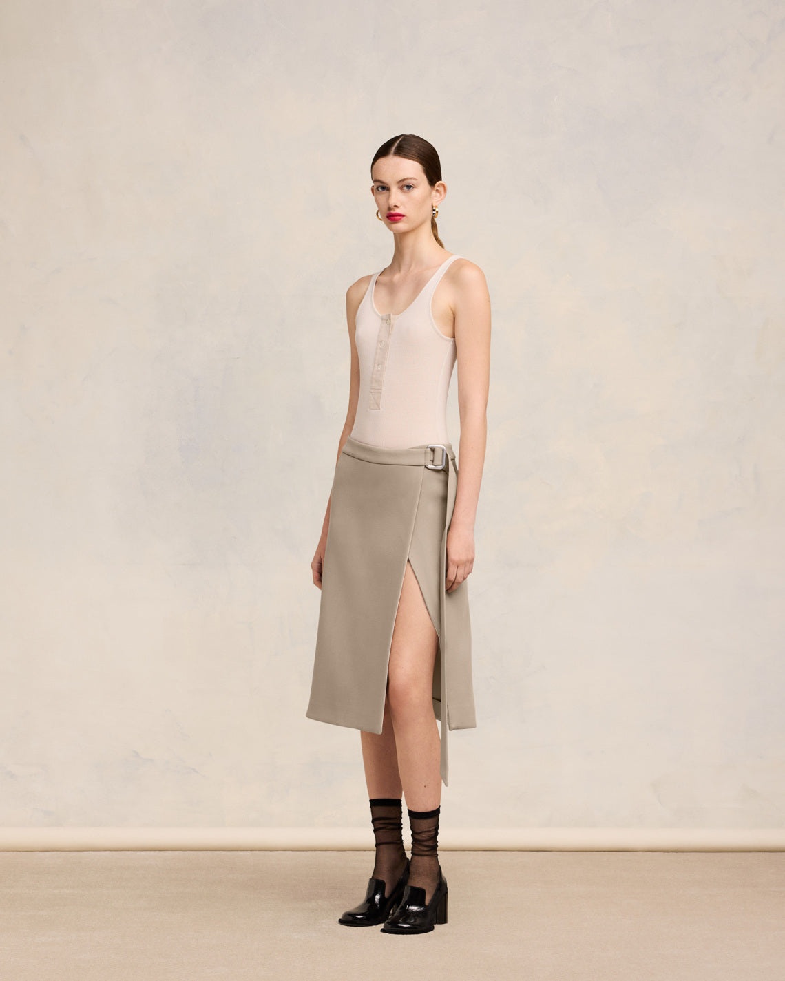 MIDI BELTED SKIRT WITH SLIT - 6