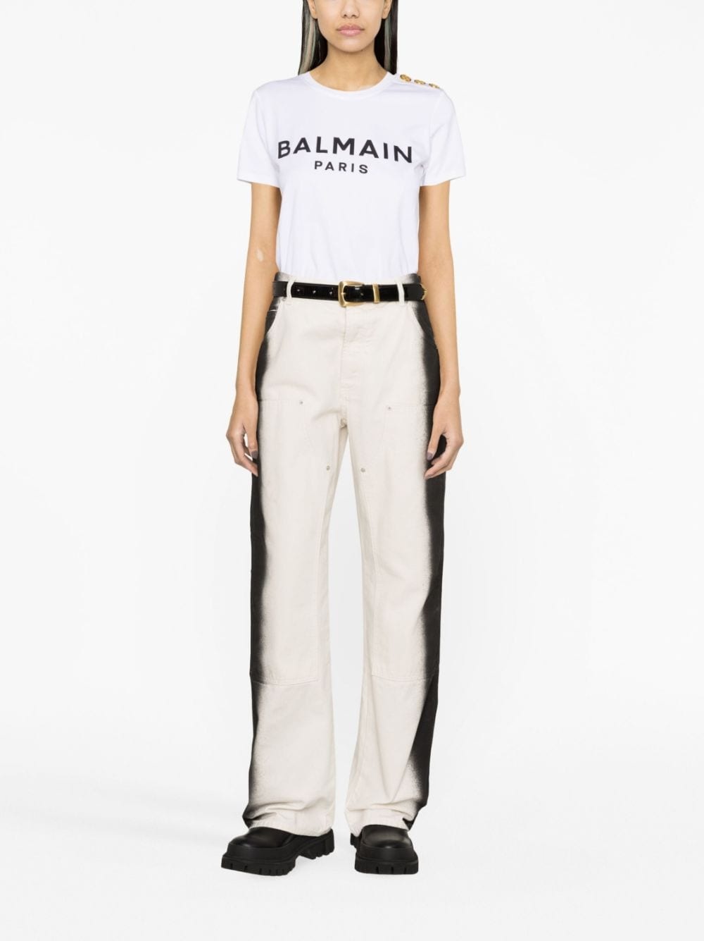 Balmain Logo Organic Cotton T Shirt - 4